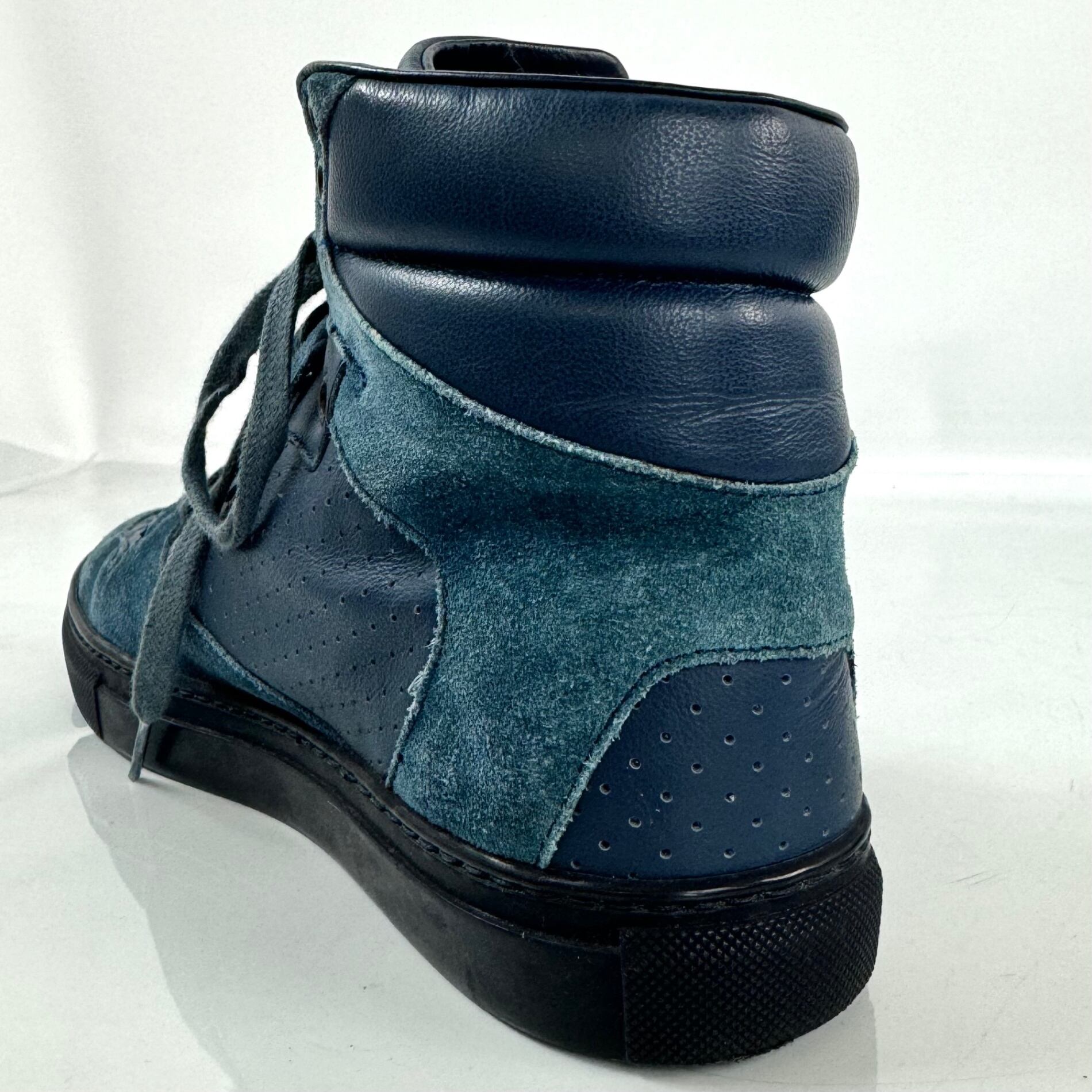 バレンシアガ ハイカットスニーカー レザー スエード 24cm ネイビー 青