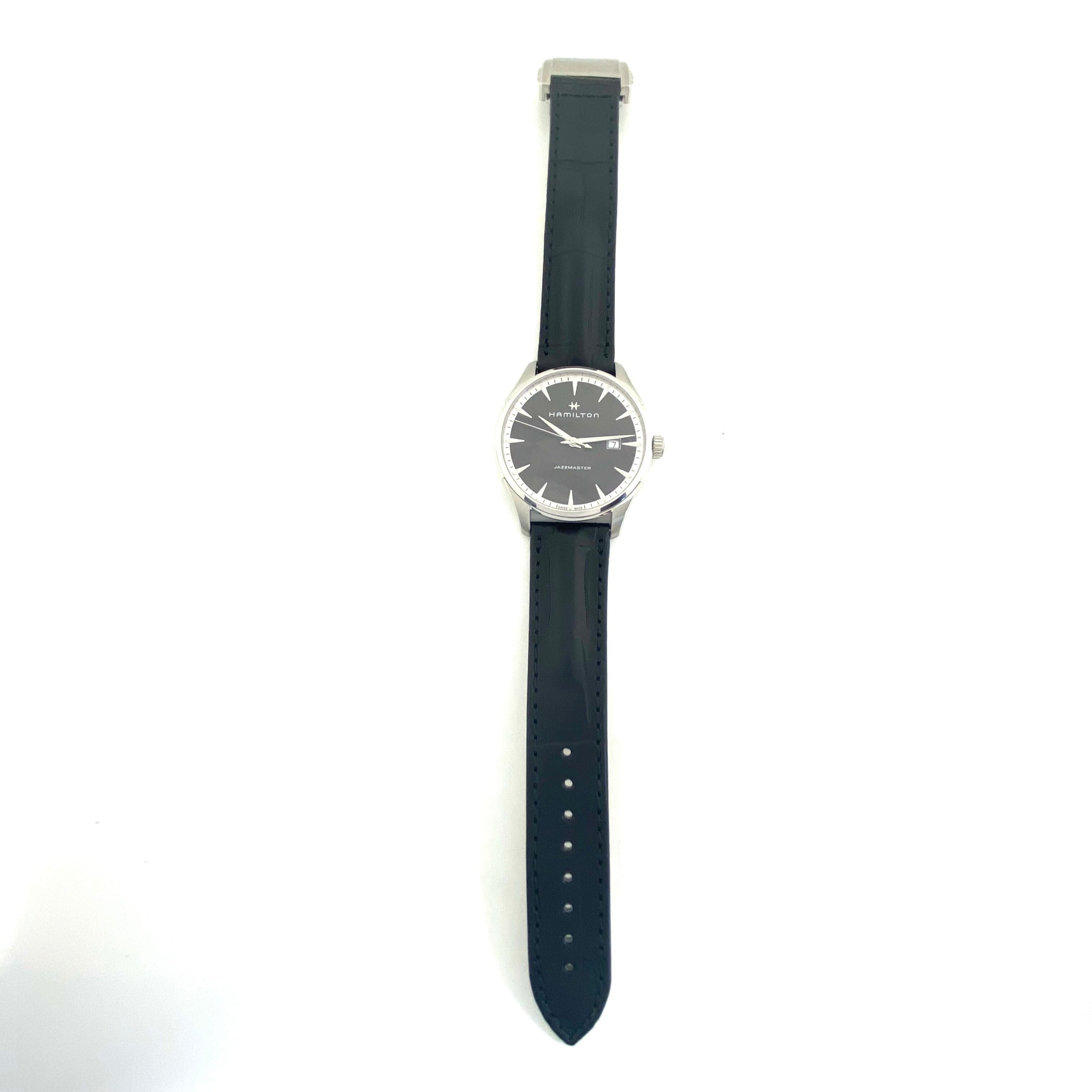 【未使用】腕時計 メンズ ハミルトン ジャズマスター ジェント H32451731 H324510 クォーツ 黒 デイト表示 革ベルト