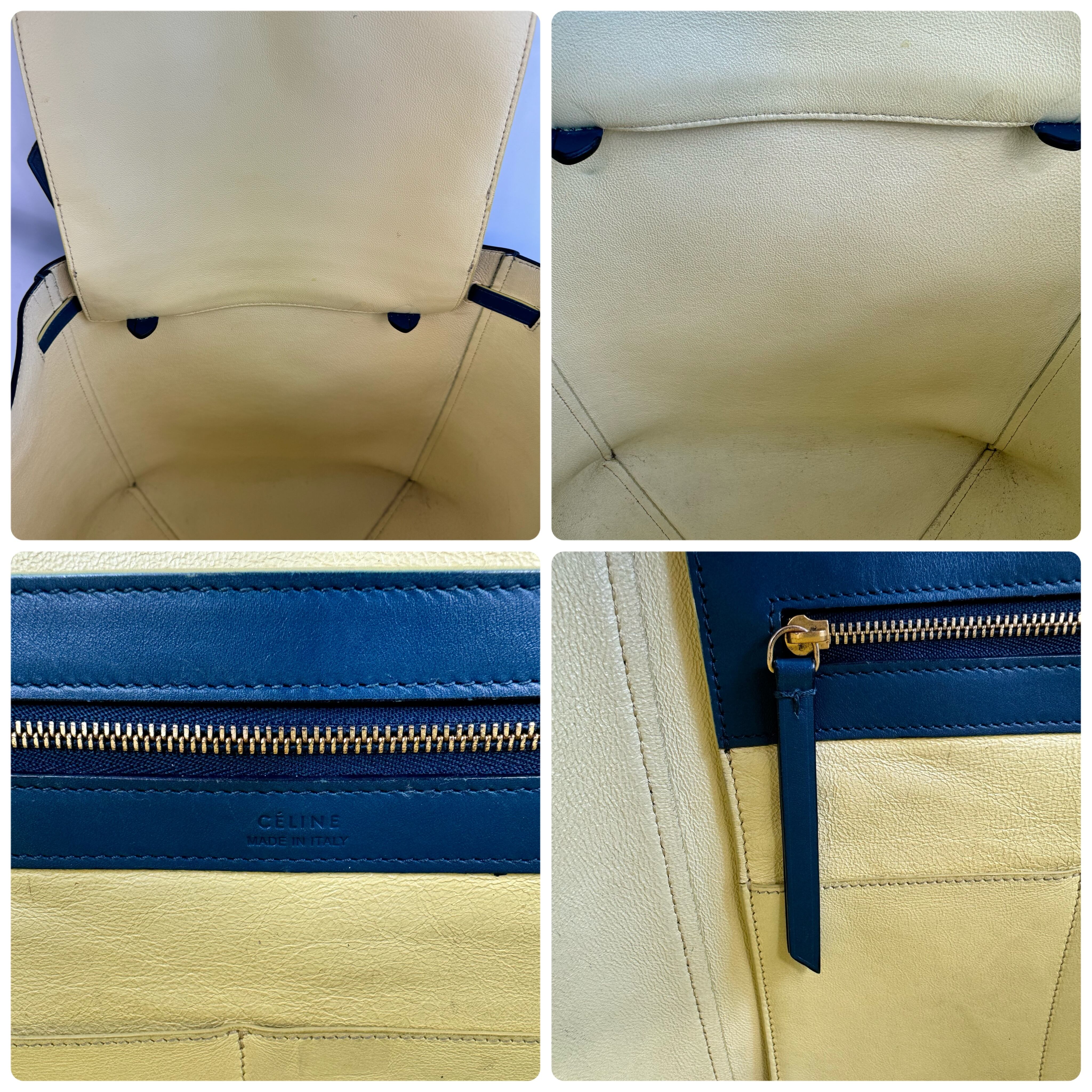 セリーヌ カバファントム トートバッグ スモール タッセル カーフ 青 黄色