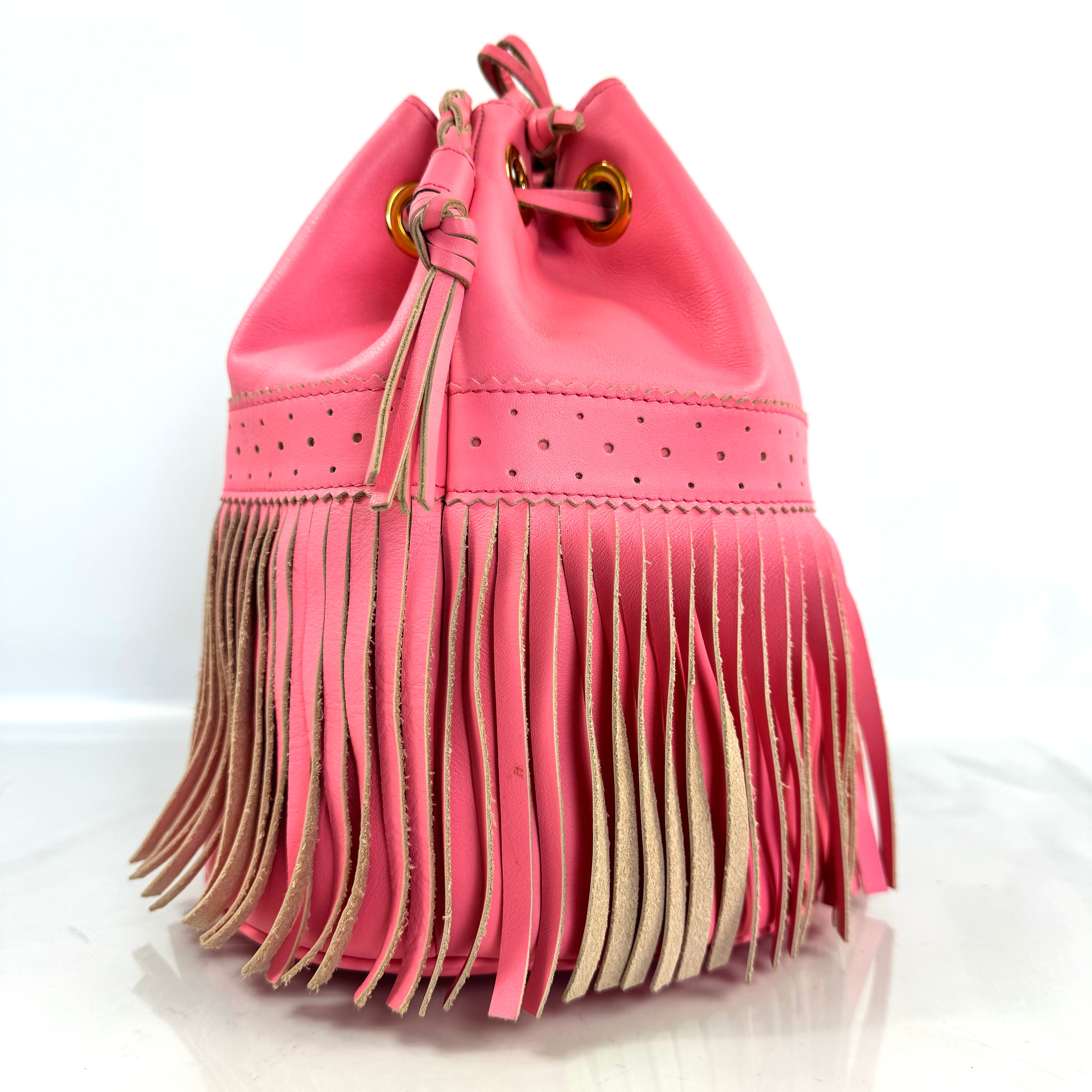 J&M DAVIDSON カーニバル L ショルダーバッグ フリンジ ピンク