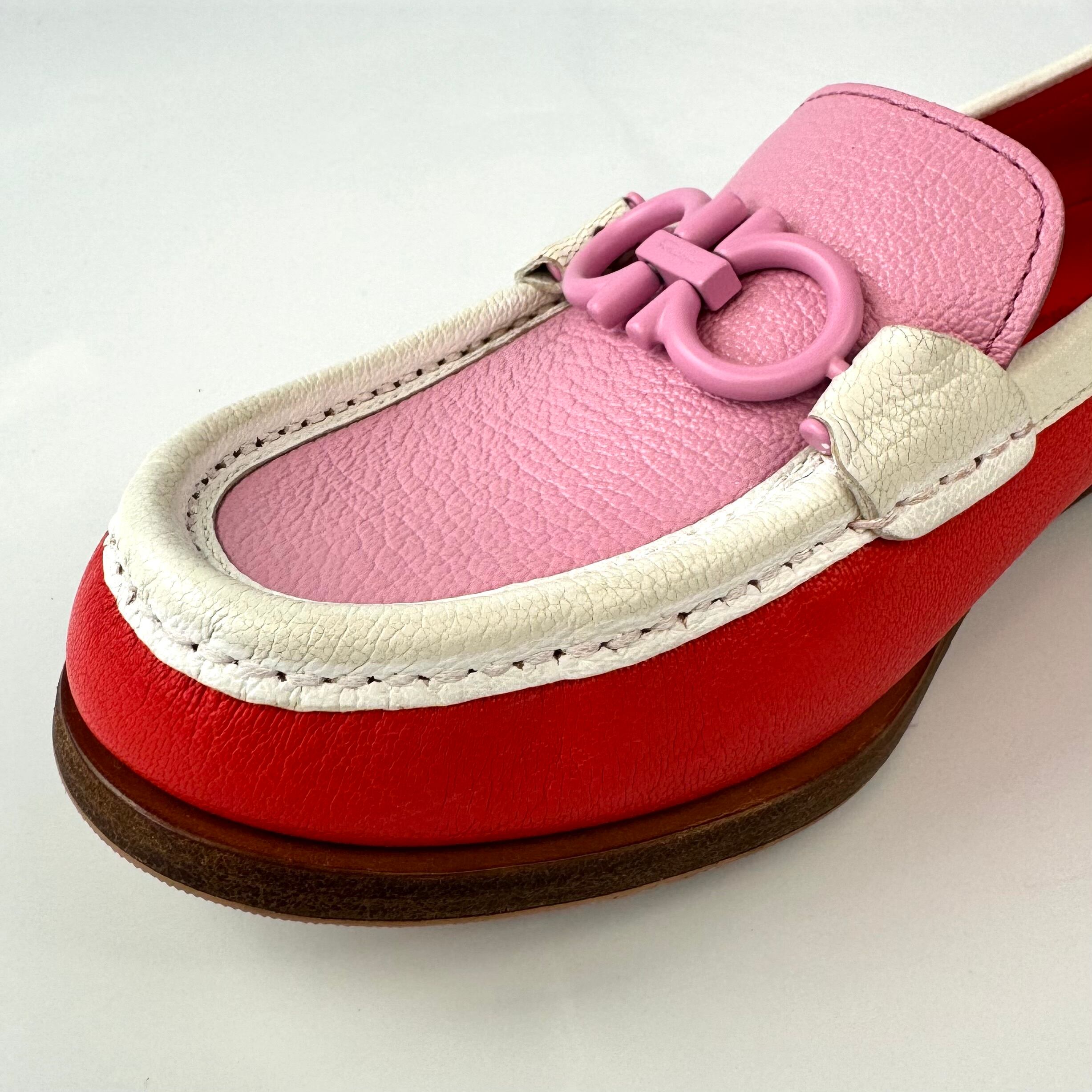 【美品】サルヴァトーレフェラガモ ローファー 2022年限定モデル ガンチーニ ピンク マルチカラー 23cm