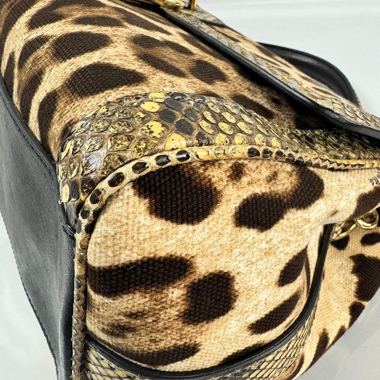【希少】ドルチェアンドガッバーナ Dolce&Gabbana D&G バンドバッグ 2way レオパード パイソン キャンバス