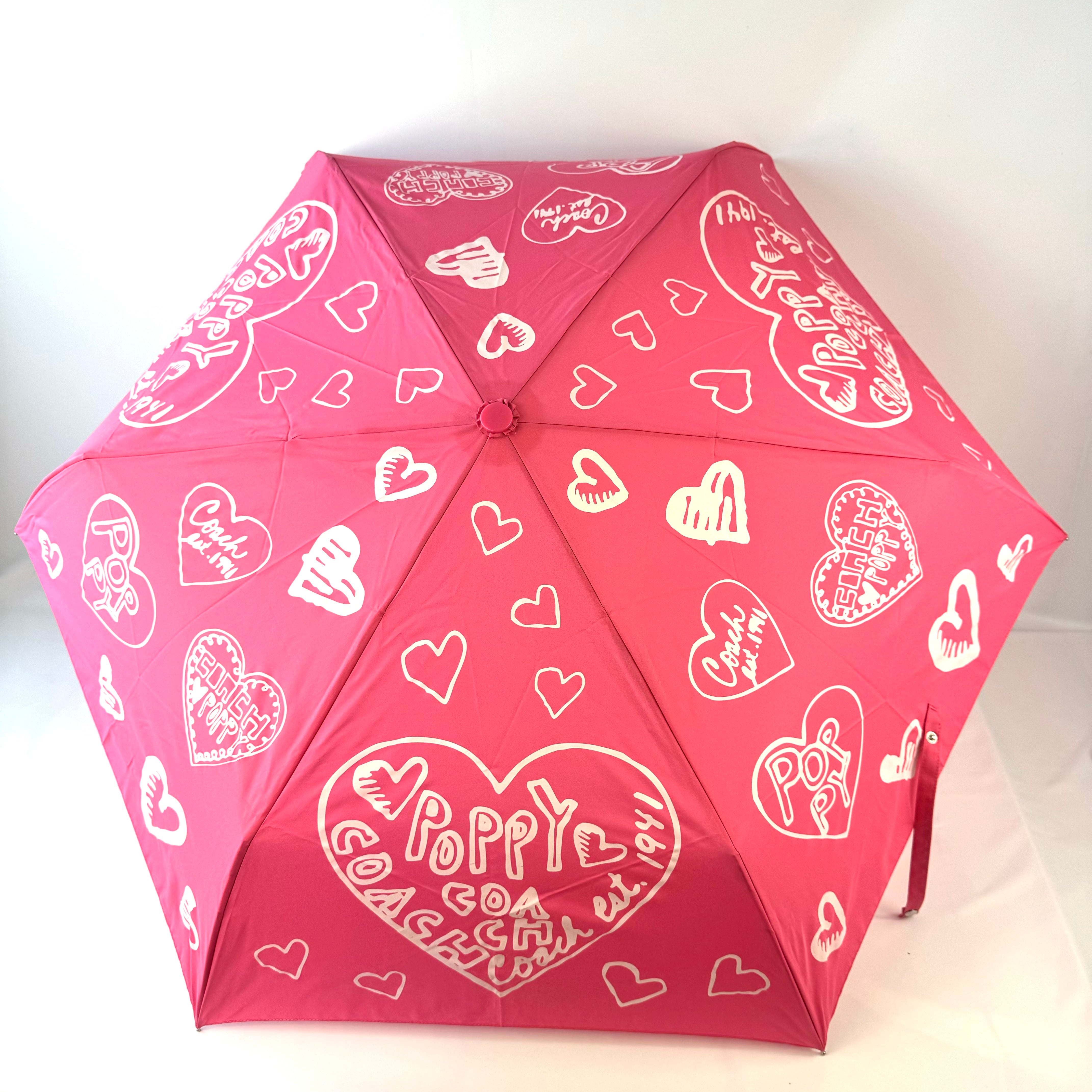 【美品】コーチ 折り畳み傘 ノベルティ 日傘 ピンク POPPY
