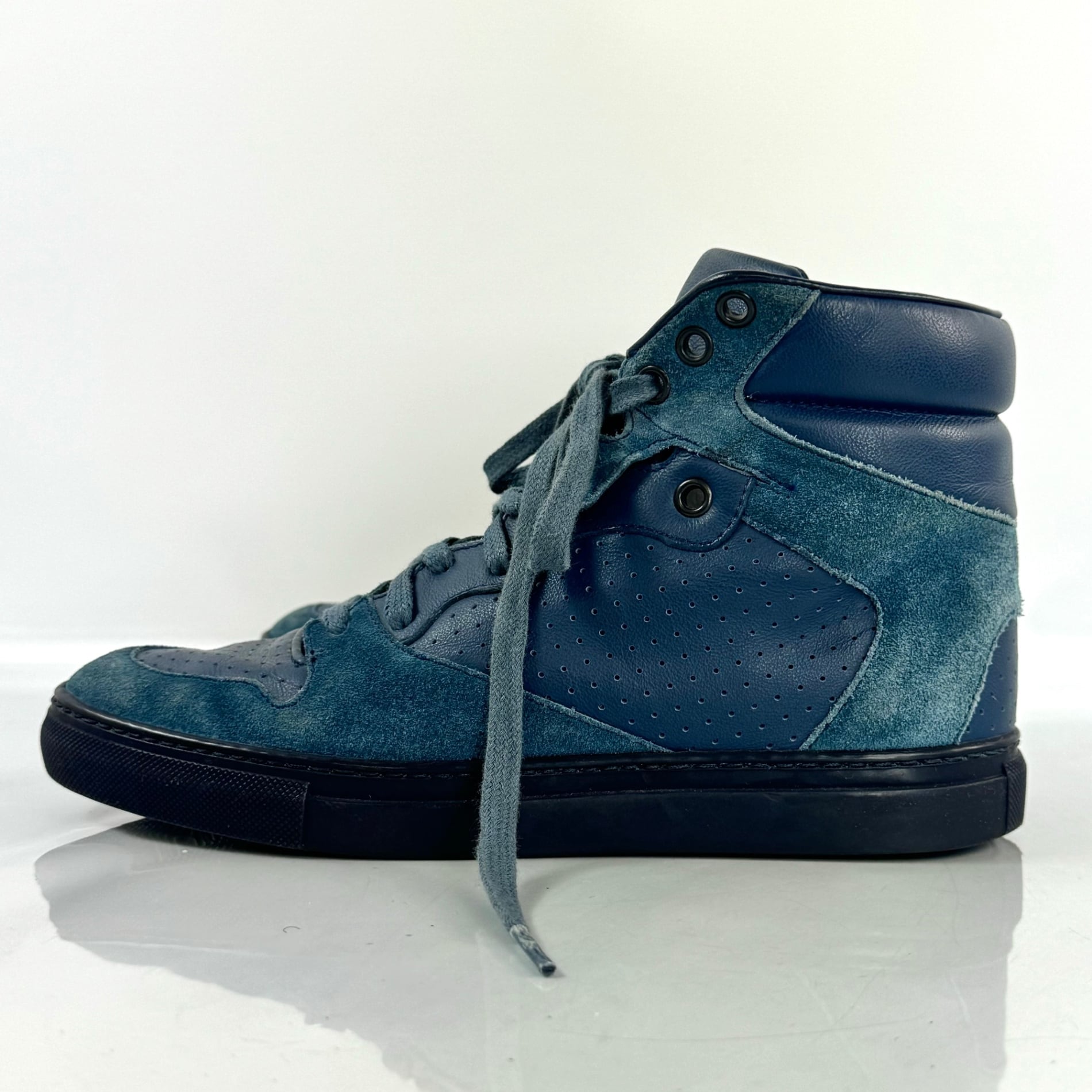 バレンシアガ ハイカットスニーカー レザー スエード 24cm ネイビー 青