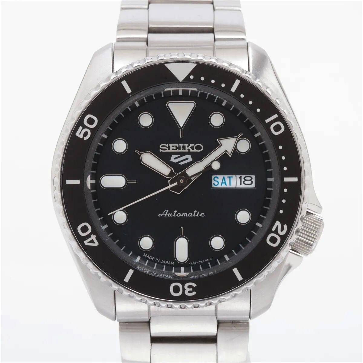 腕時計 メンズ セイコー 5スポーツ SBSA005 4R36-07G0 自動巻 黒 デイデイト表示(日本語・英語) 裏スケ 10気圧防水