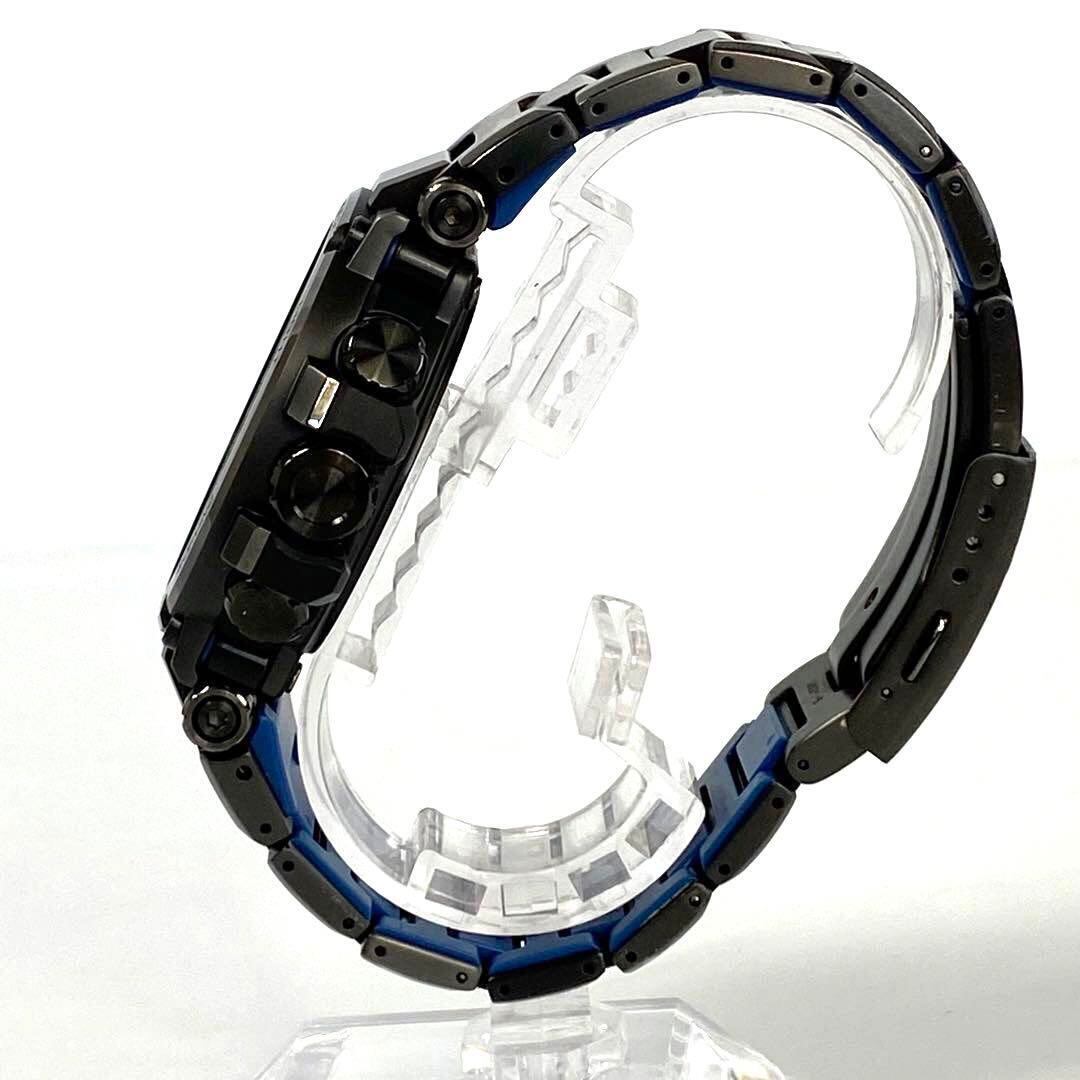 【美品】カシオ Gショック MT-G 電波ソーラー 黒 ブルー デイト表示