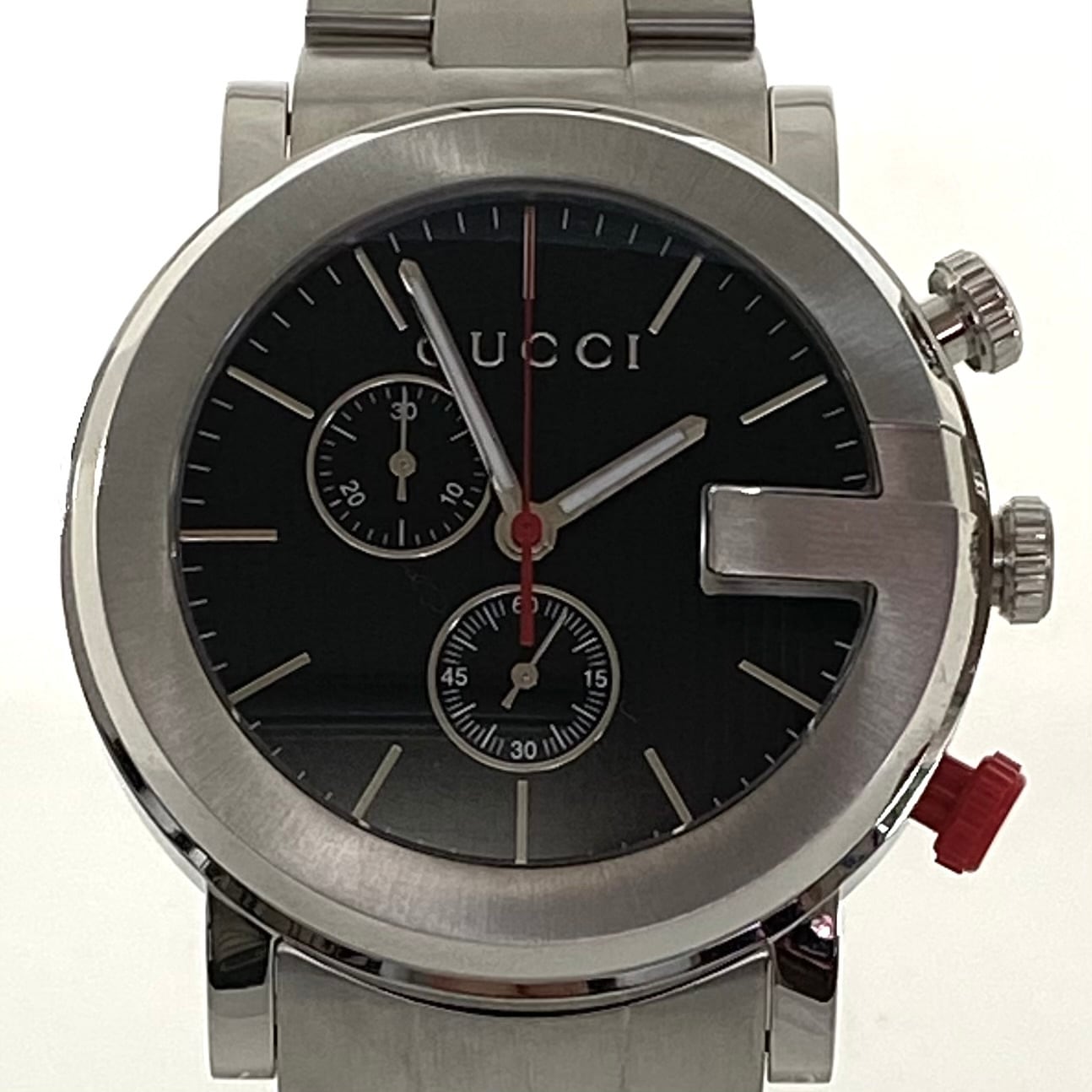 【美品】グッチ GUCCI Gクロノ 101M YA101361 クォーツ 黒 スモールセコンド クロノグラフ