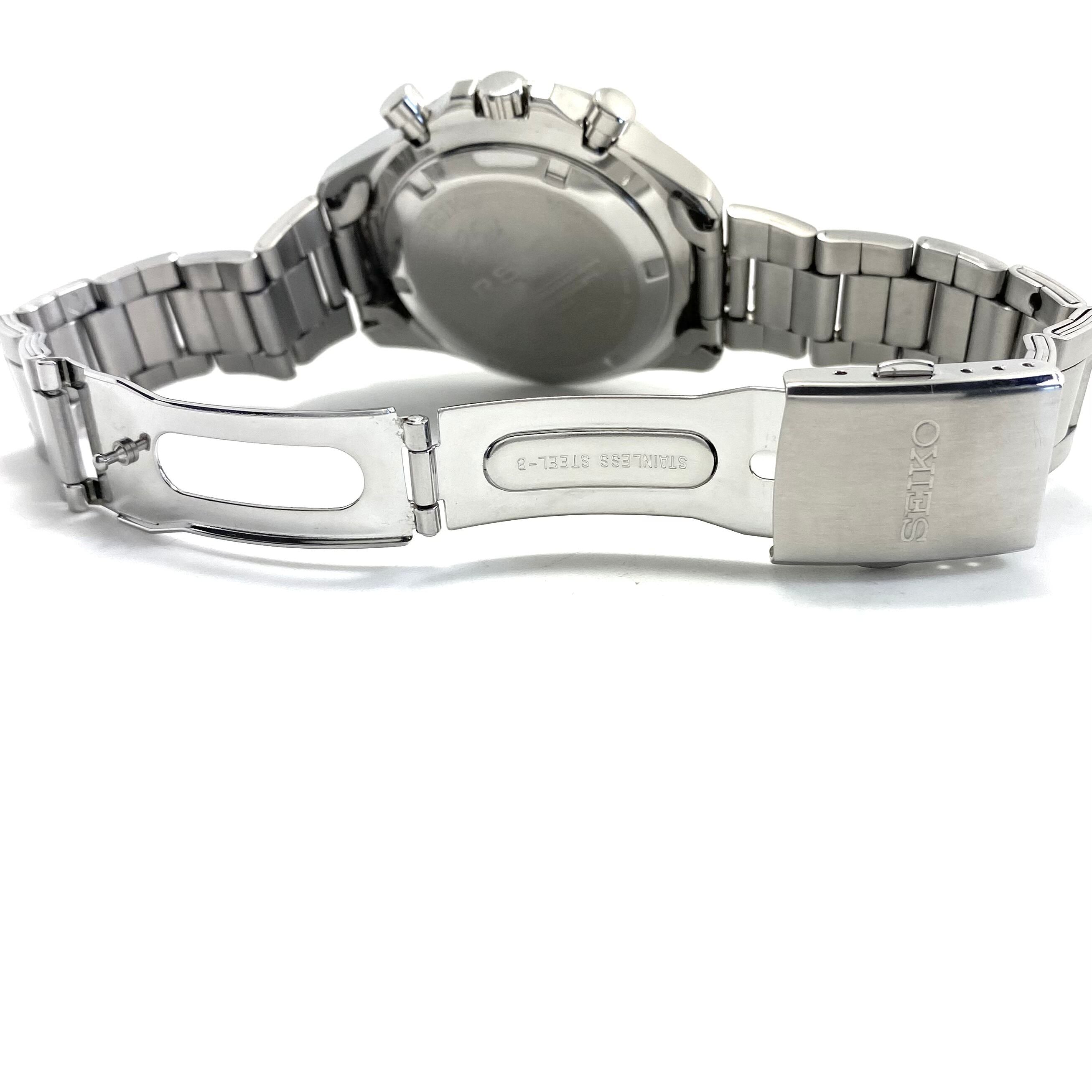 【希少】腕時計 メンズ セイコー SEIKO 8T63-0100 500系こだまウォッチ 500系新幹線 25周年記念モデル 5000本限定 クォーツ 青 クロノグラフ デイト表示 10気圧防水