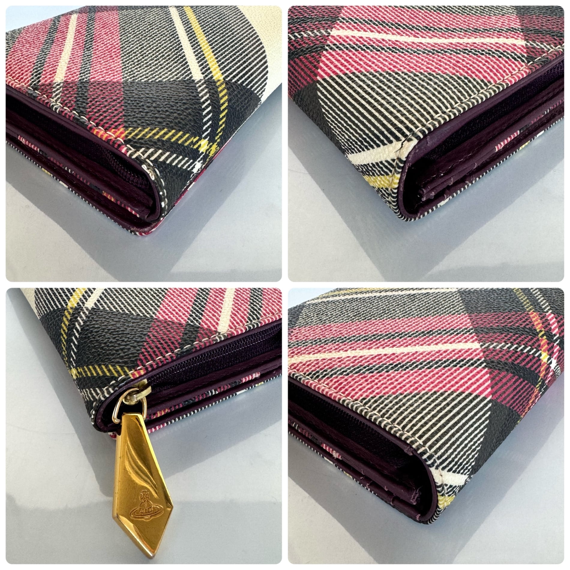 ヴィヴィアンウエストウッド 長財布 タータンチェック柄 レザー PVC