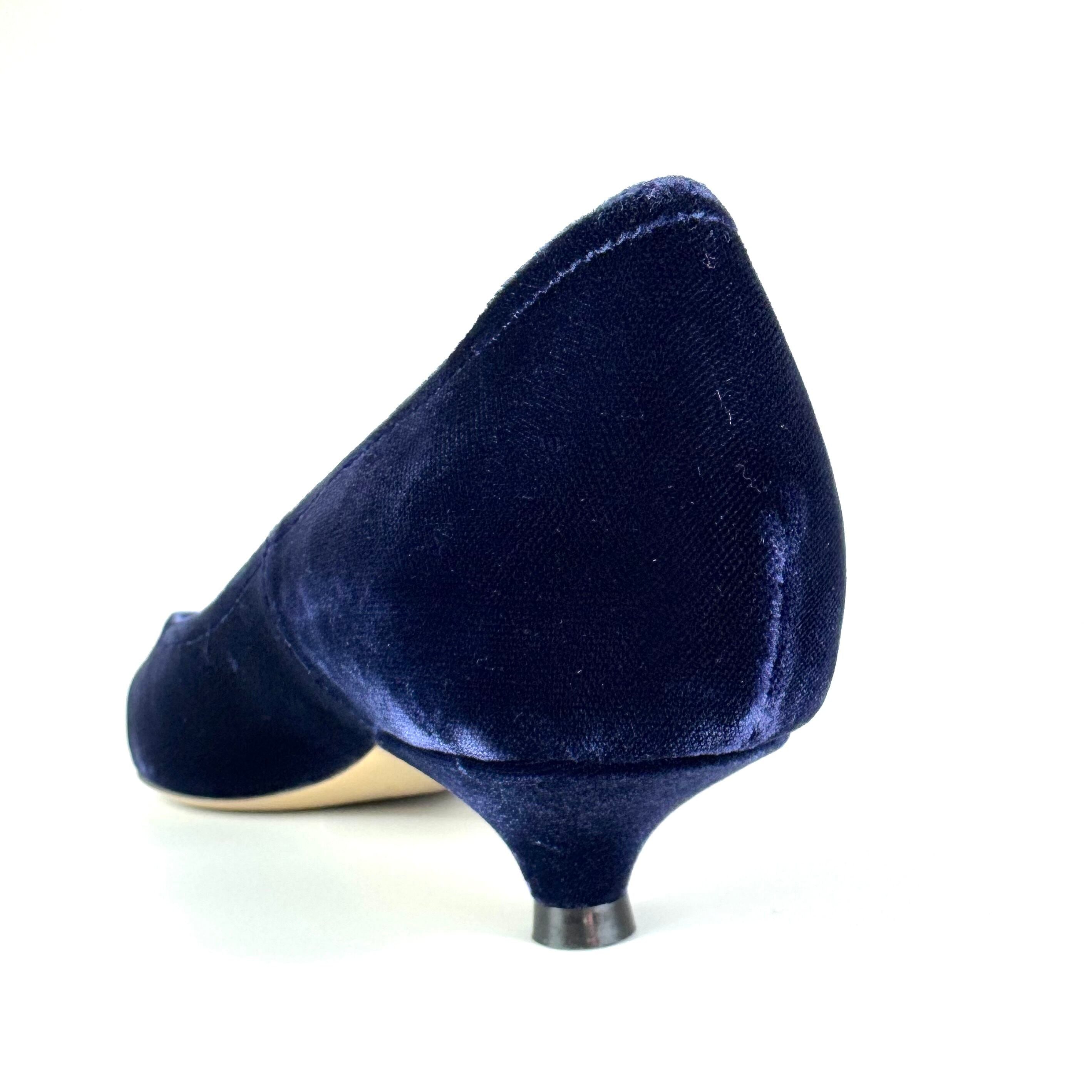 ジョルジオアルマーニ パンプス ベロア ポインテッドトゥ ネイビー 22.8cm