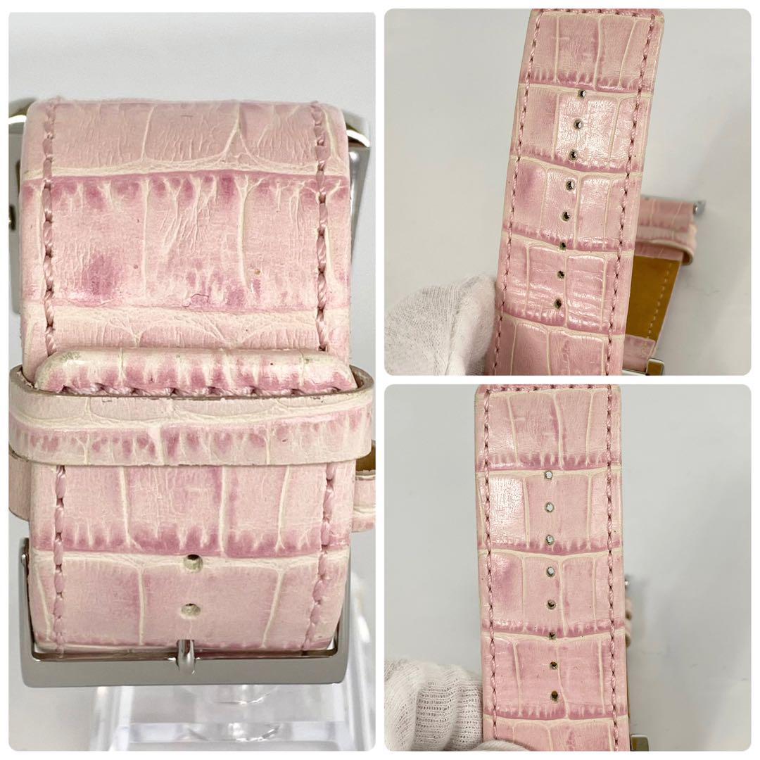 【美品】ゲス クォーツ シルバー 革ベルト ラインストーン スクエア