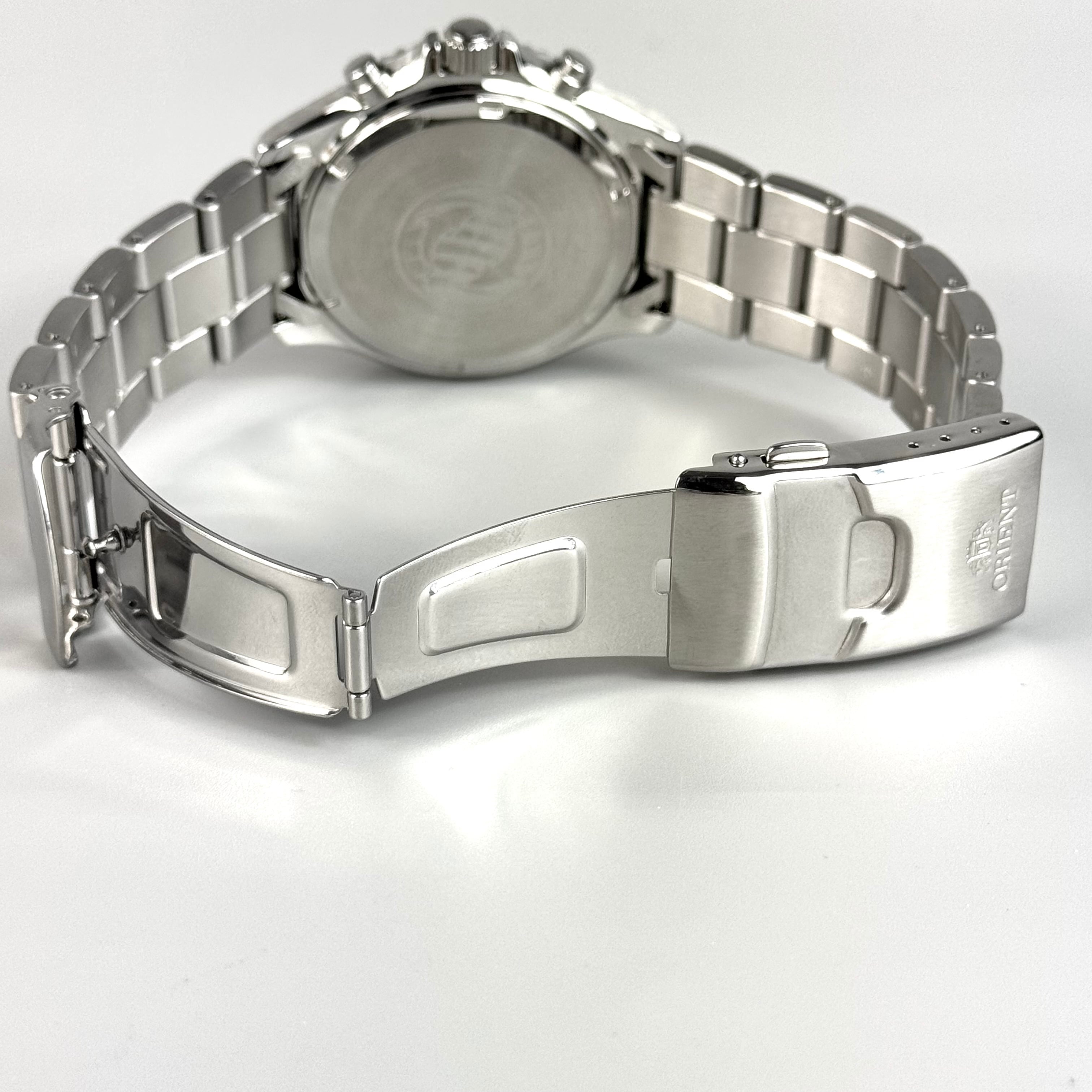 【美品】オリエント ORIENT オリエントマコ RN-TX0204E VS75-UAB0 ソーラー グリーン デイト表示 クロノグラフ