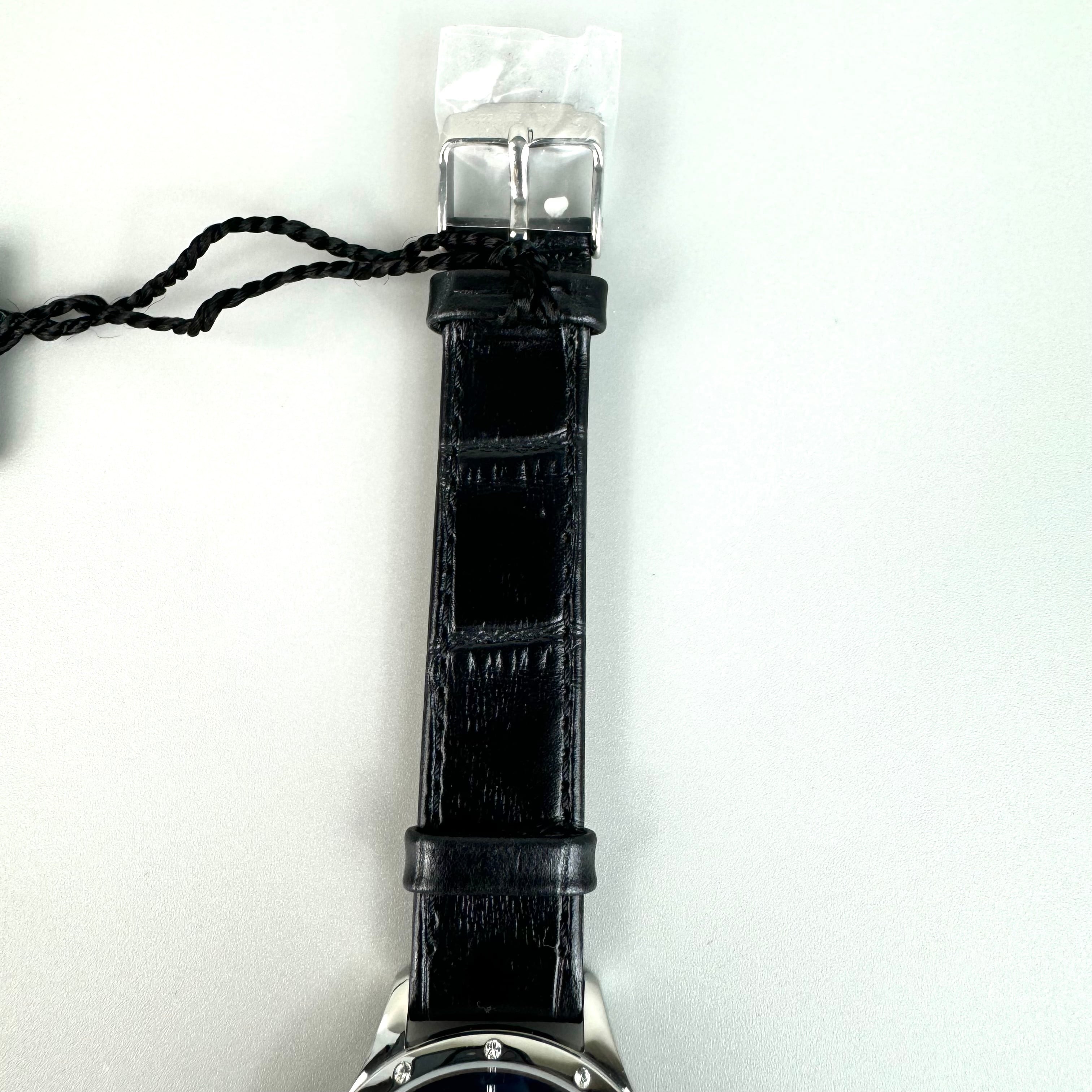 【未使用・電池交換済み】ジャックルマン JACQUES LEMANS JAL1-1803A クォーツ スワロフスキー ハート 黒 革ベルト