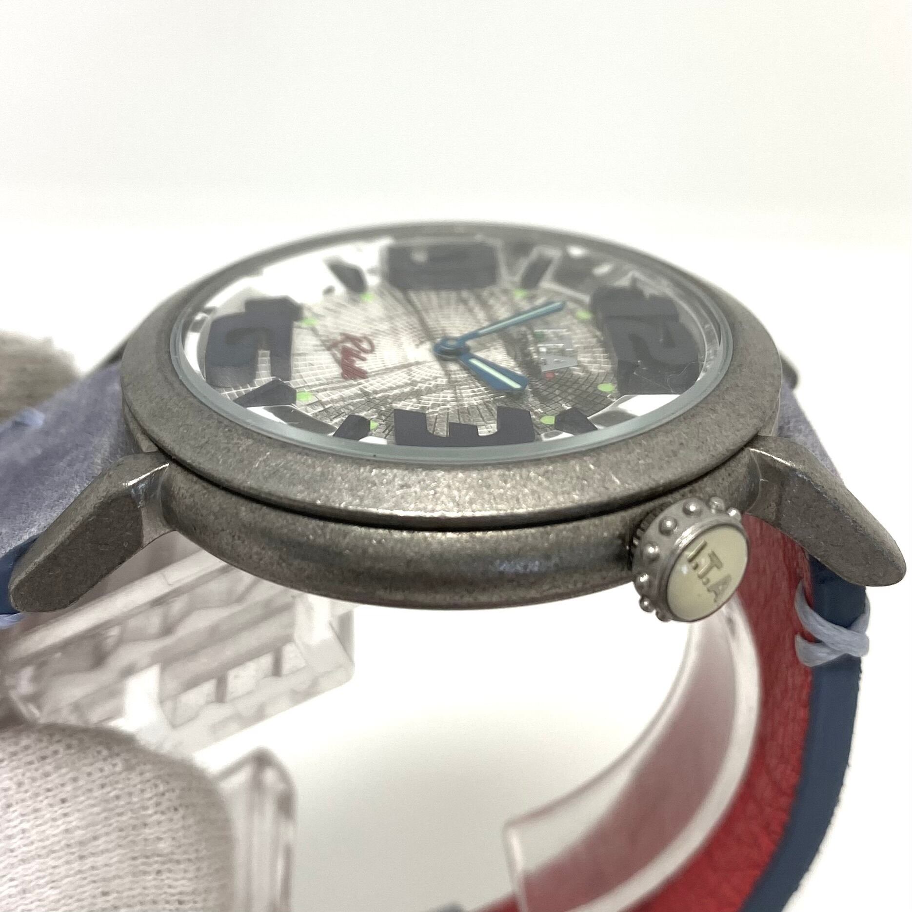 【ほぼ未使用・電池交換済み】アイティーエー リベッレ 22.00.05 クォーツ クロノグラフ ヴィンテージ シルバー 革ベルト