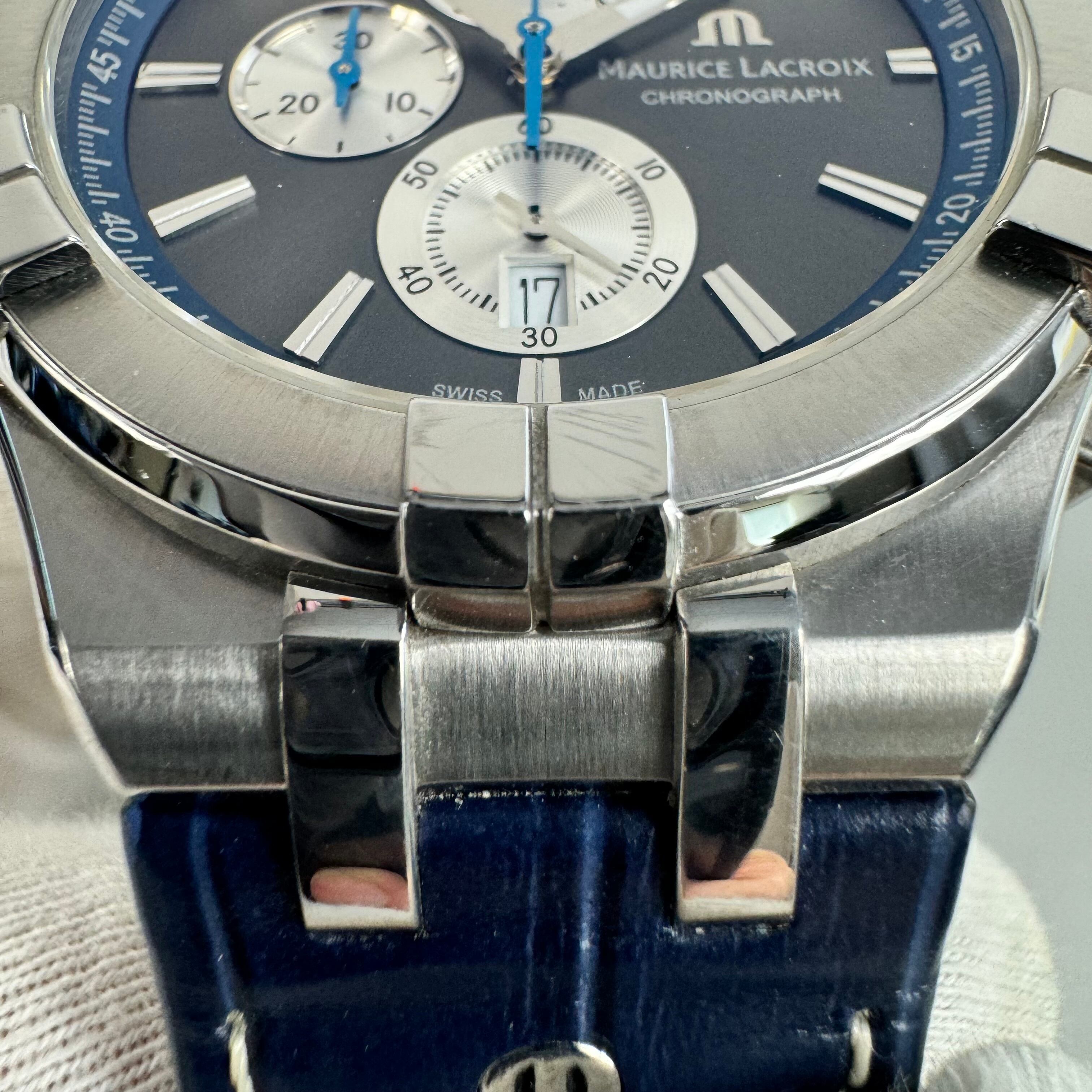 モーリスラクロア MAURICE LACROIX アイコン AI1018 クォーツ クロノグラフ シルバー 革ベルト デイト表示