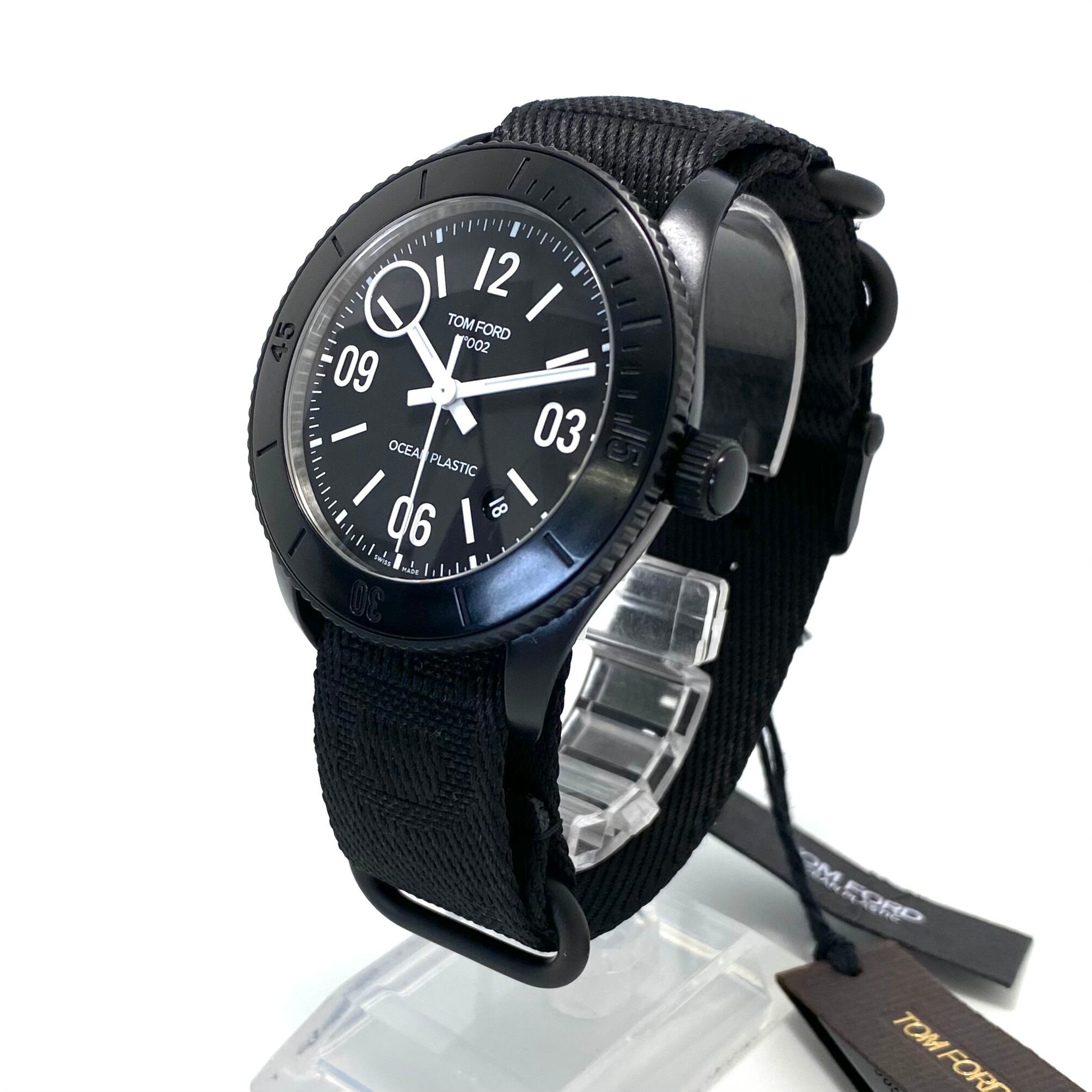 【ほぼ未使用】トムフォード TOM FORD オーシャンプラスチック スポーツ N.002 TFT002030 自動巻 黒