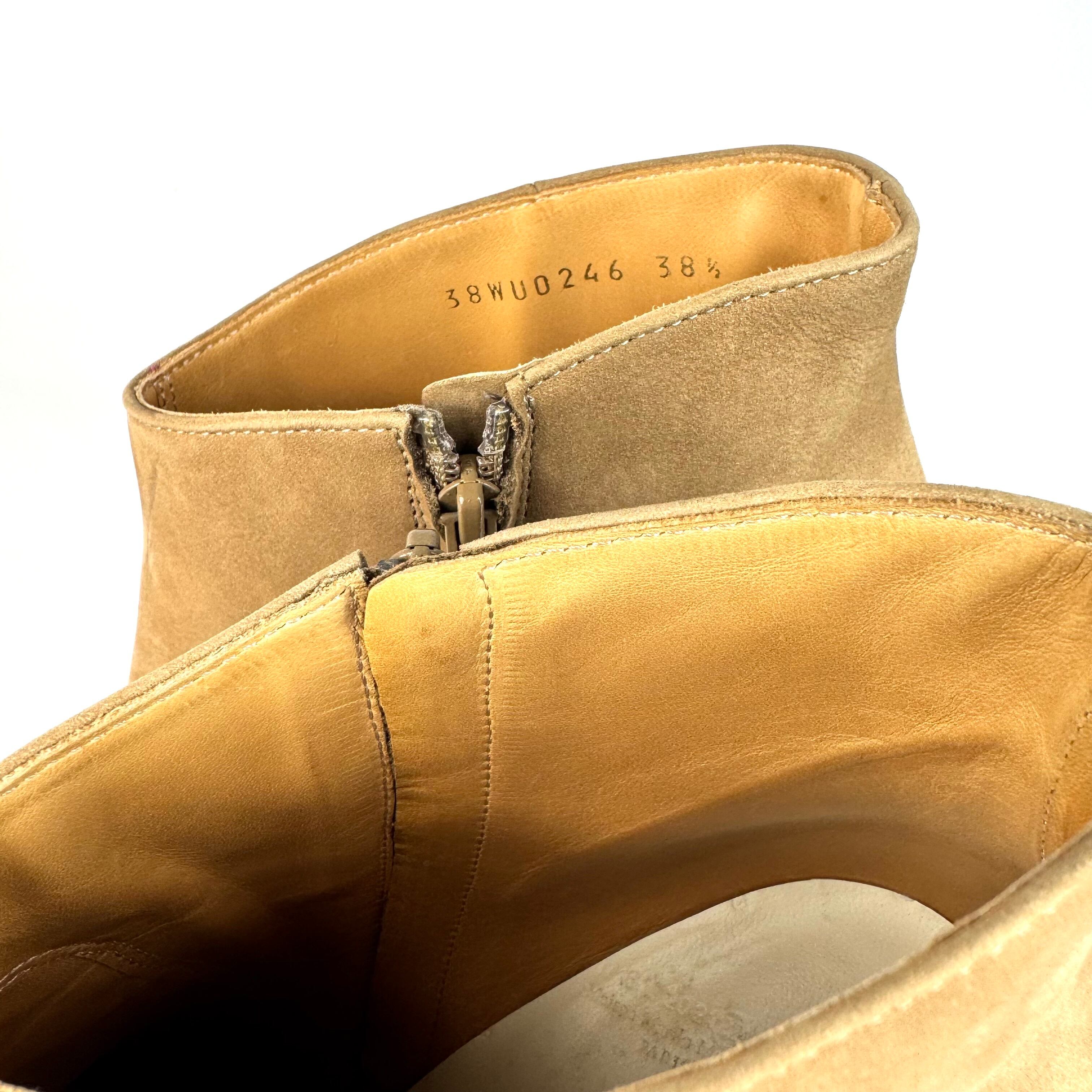 マルタンマルジェラ ショートブーツ クリアヒール ラメ スエード ベージュ