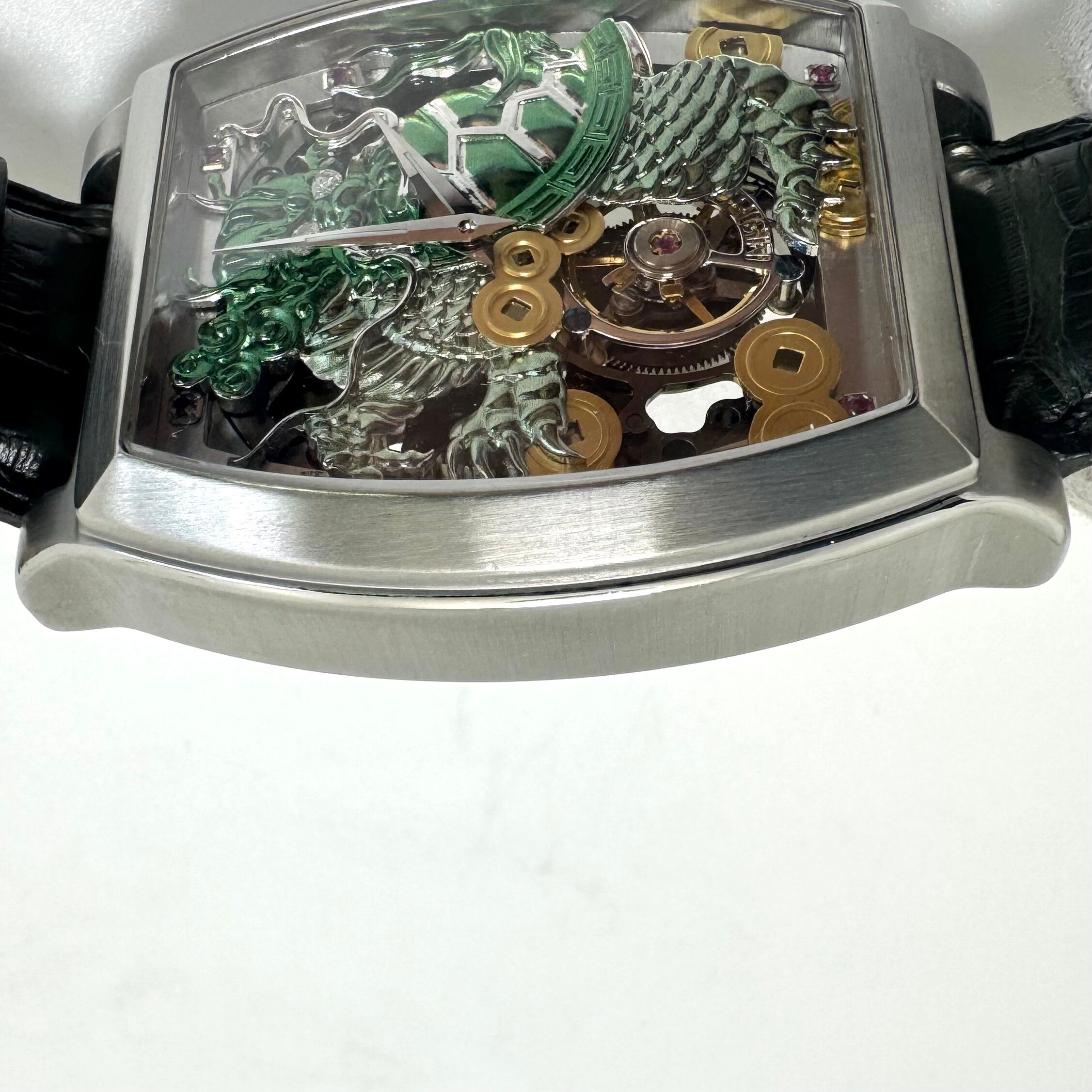 【希少】メモリジン MEMORIGIN 霊亀 MO0401 トゥールビヨン 手巻き スケルトン ルビー 革ベルト