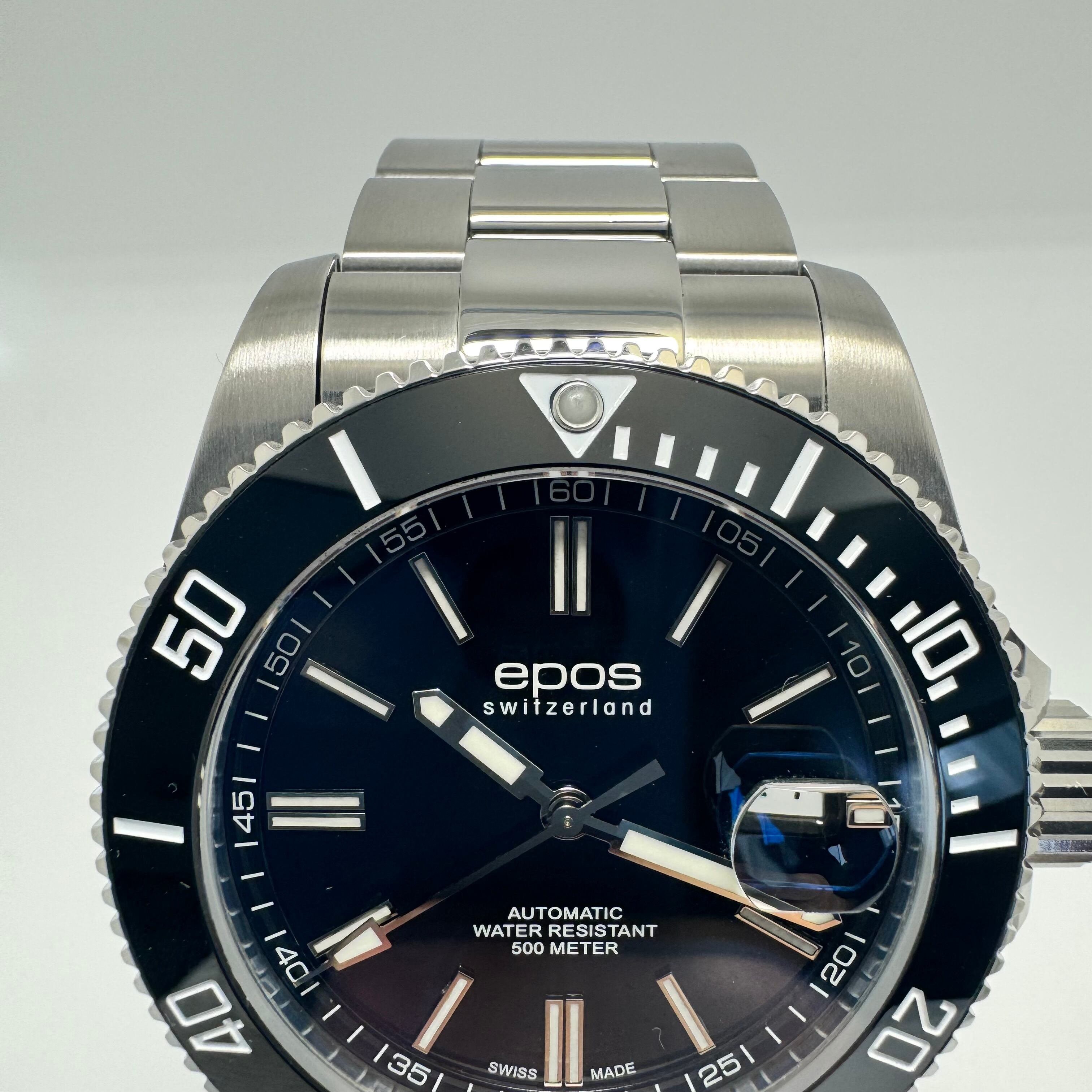 【美品】エポス EPOS スポーティブ ダイバー 3504BK 自動巻 黒 デイト表示