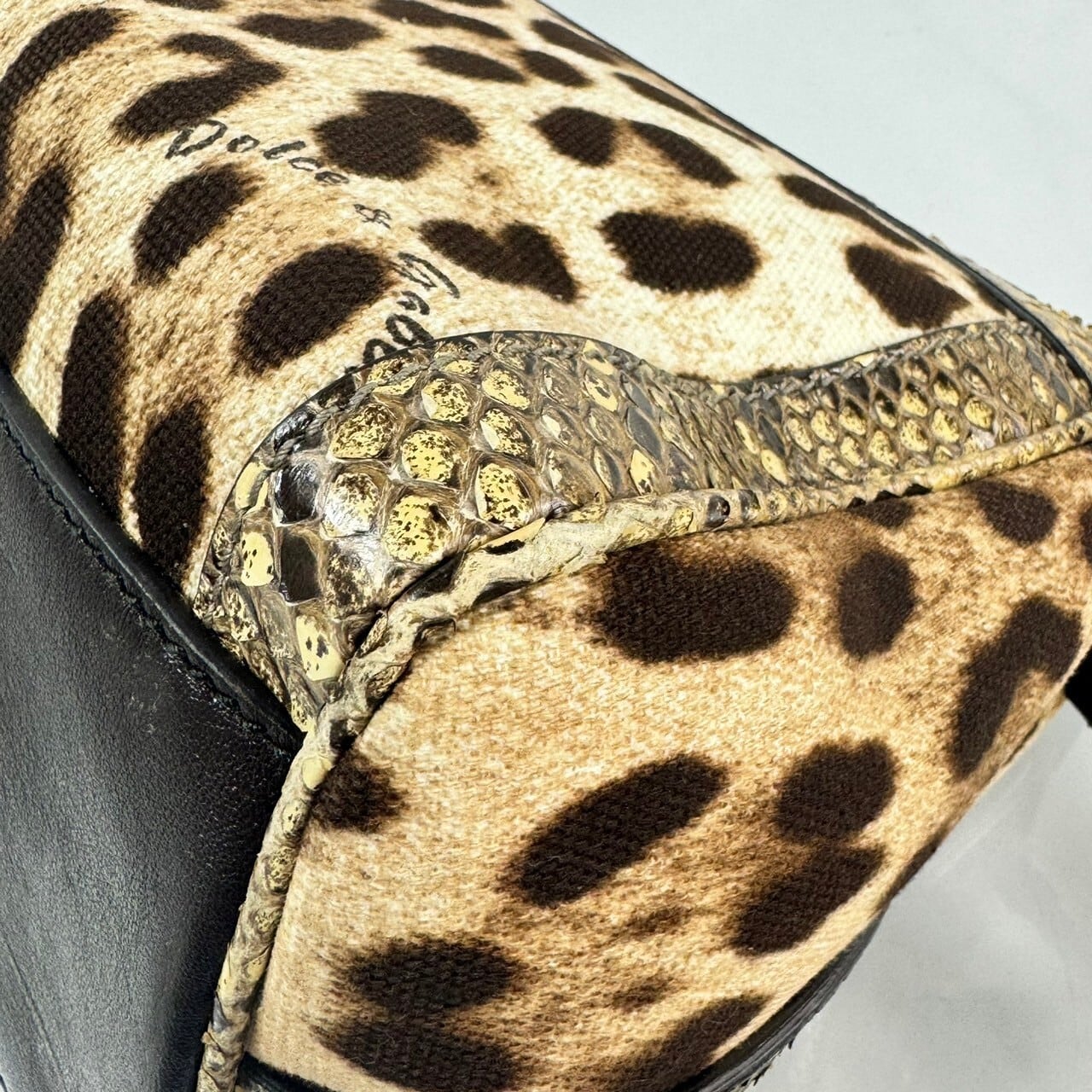 【希少】ドルチェアンドガッバーナ Dolce&Gabbana D&G バンドバッグ 2way レオパード パイソン キャンバス