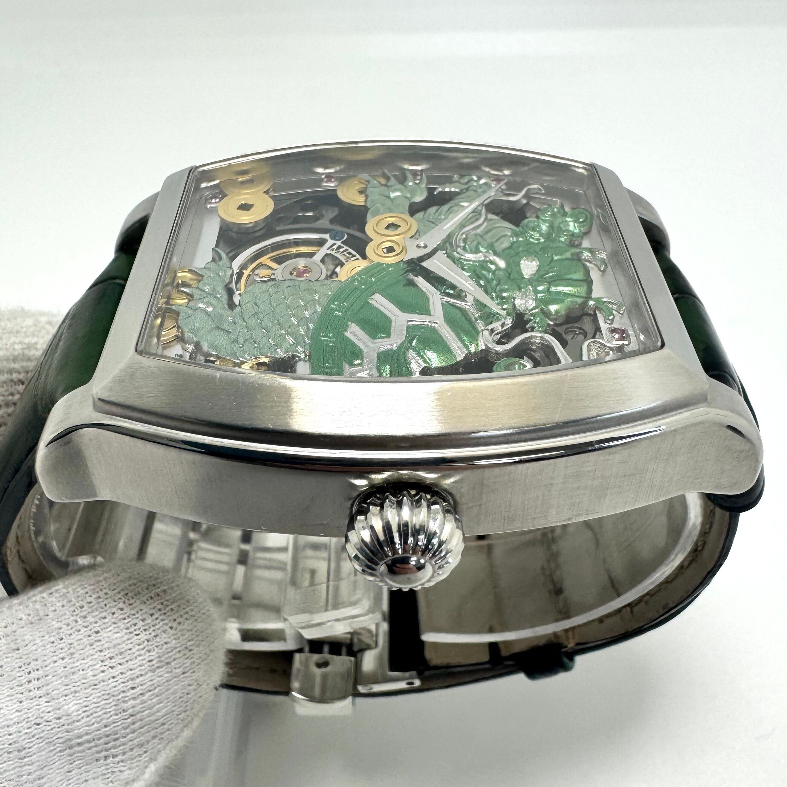 【希少】メモリジン MEMORIGIN 霊亀 MO0401 トゥールビヨン 手巻き スケルトン ルビー 革ベルト