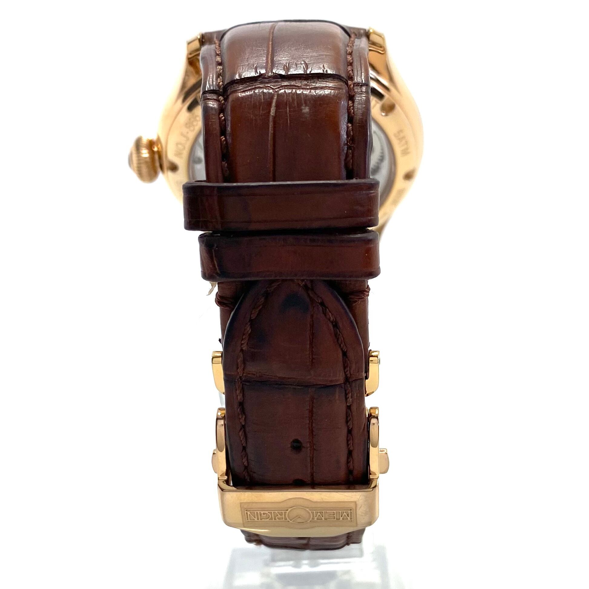 【希少】メモリジン ナビゲーター MO1001G J-866 トゥールビヨン 手巻き スケルトン アイボリー ゴールド パワーリザーブ 革ベルト