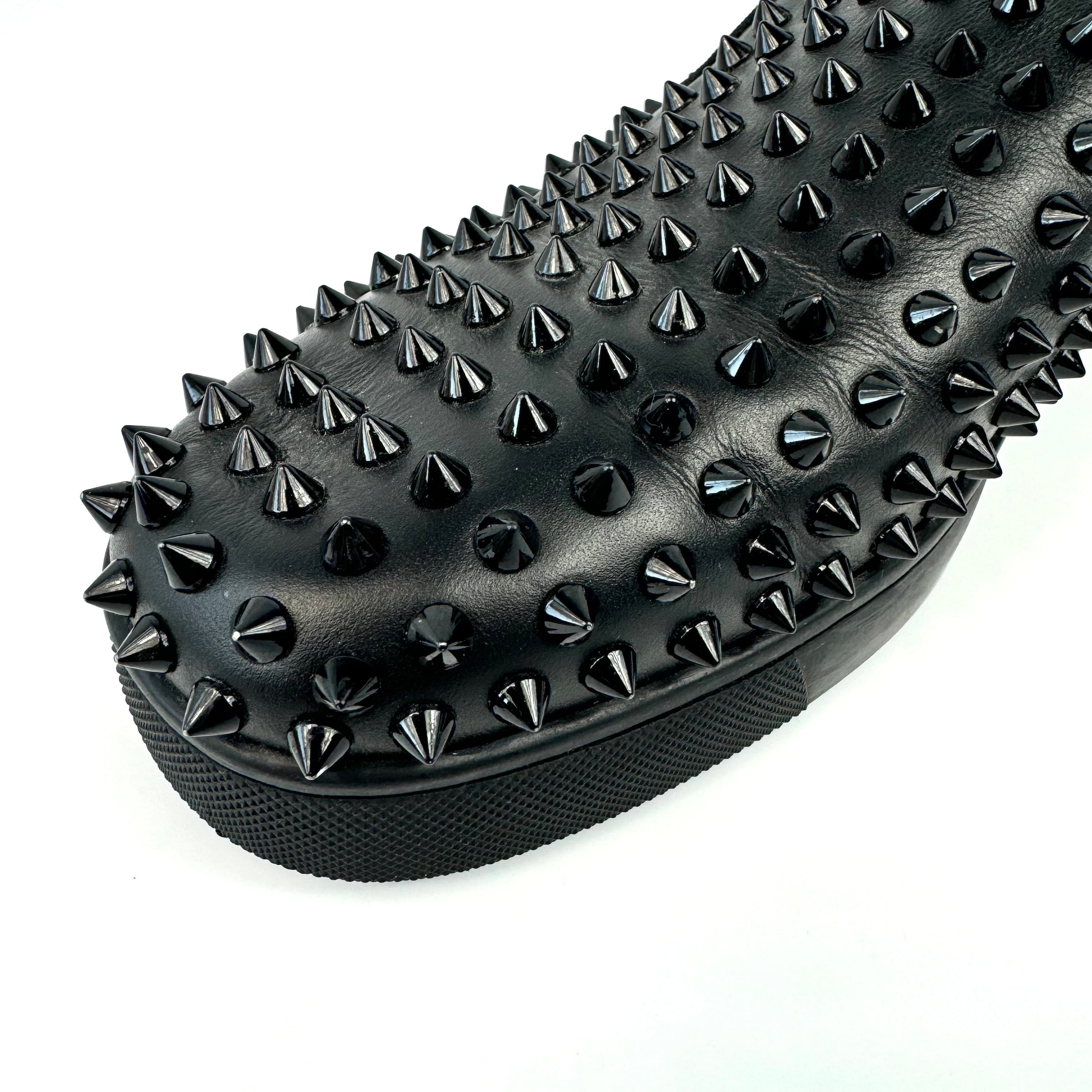 クリスチャンルブタン スニーカー ローラーボート スタッズ レザー 黒 27cm