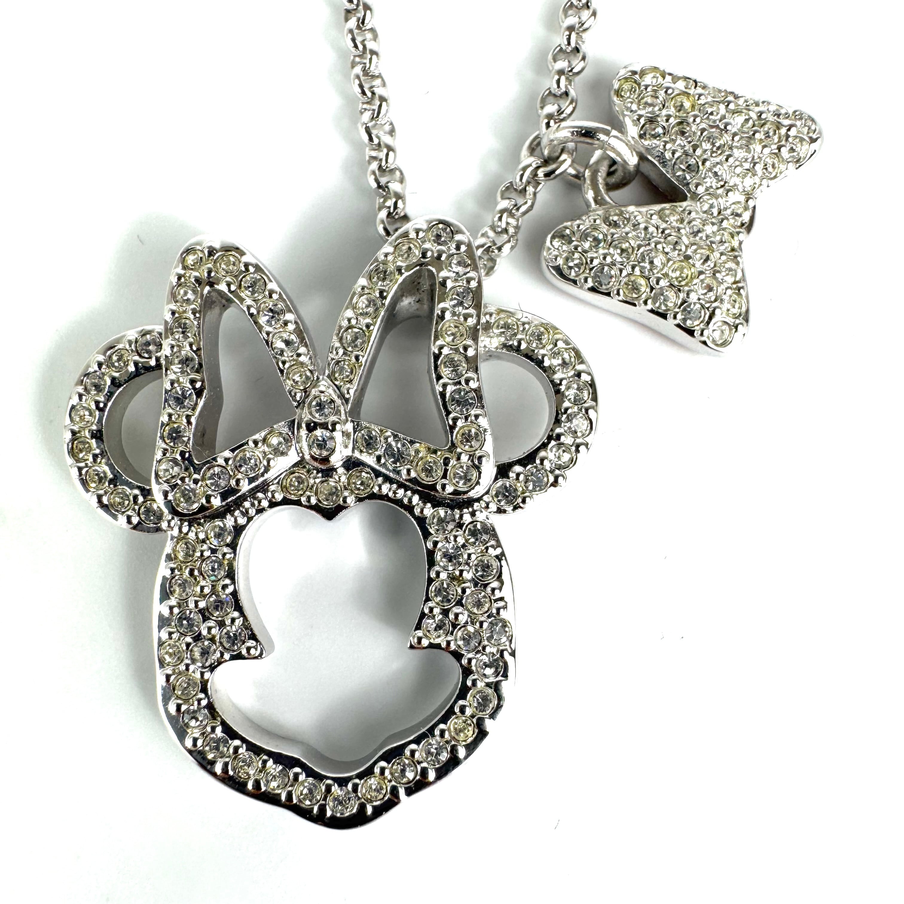 スワロフスキー ディズニーコラボ ネックレス ミニー ラインストーン シルバー