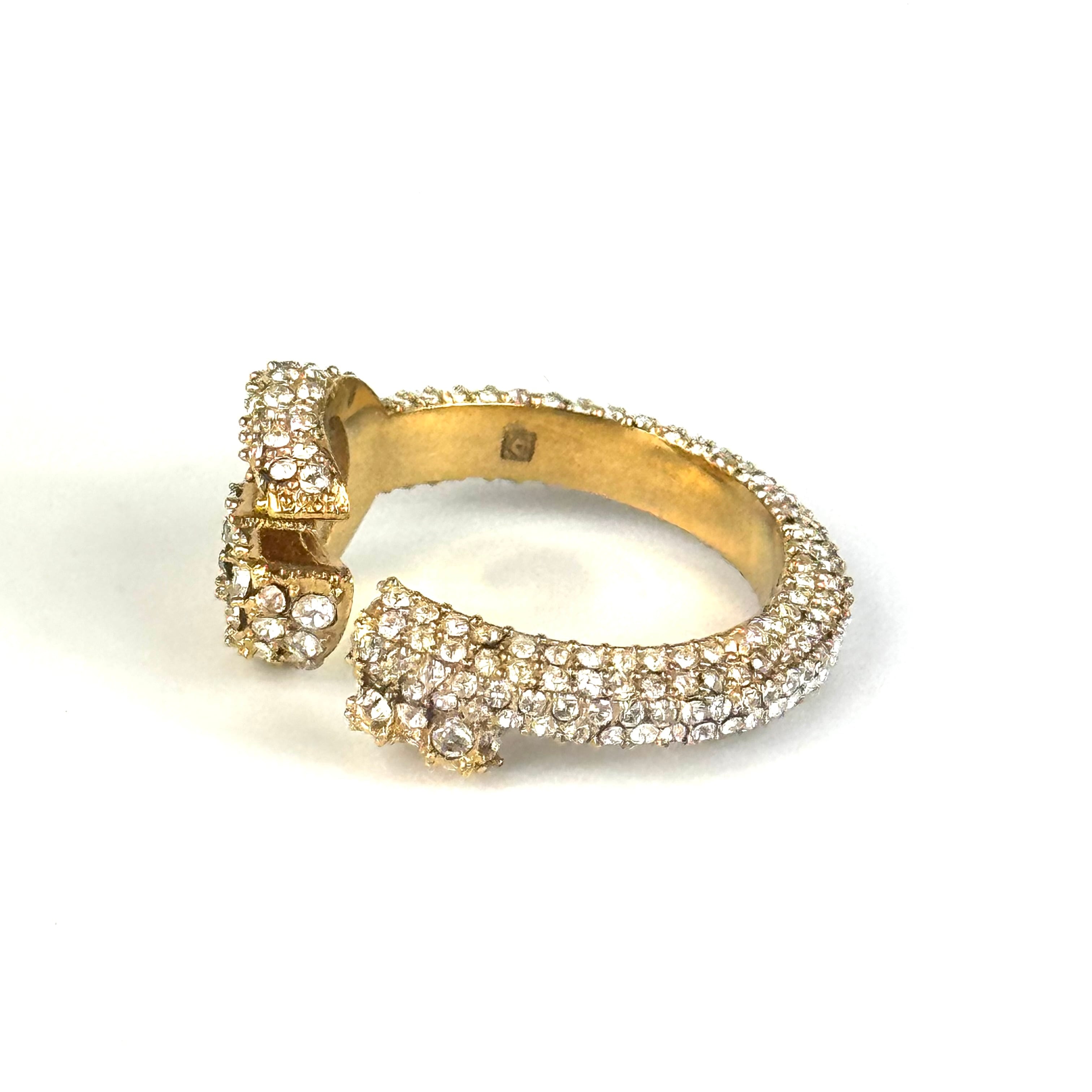 【美品】グッチ GUCCI リング GGマーモント ラインストーン ゴールド S 13