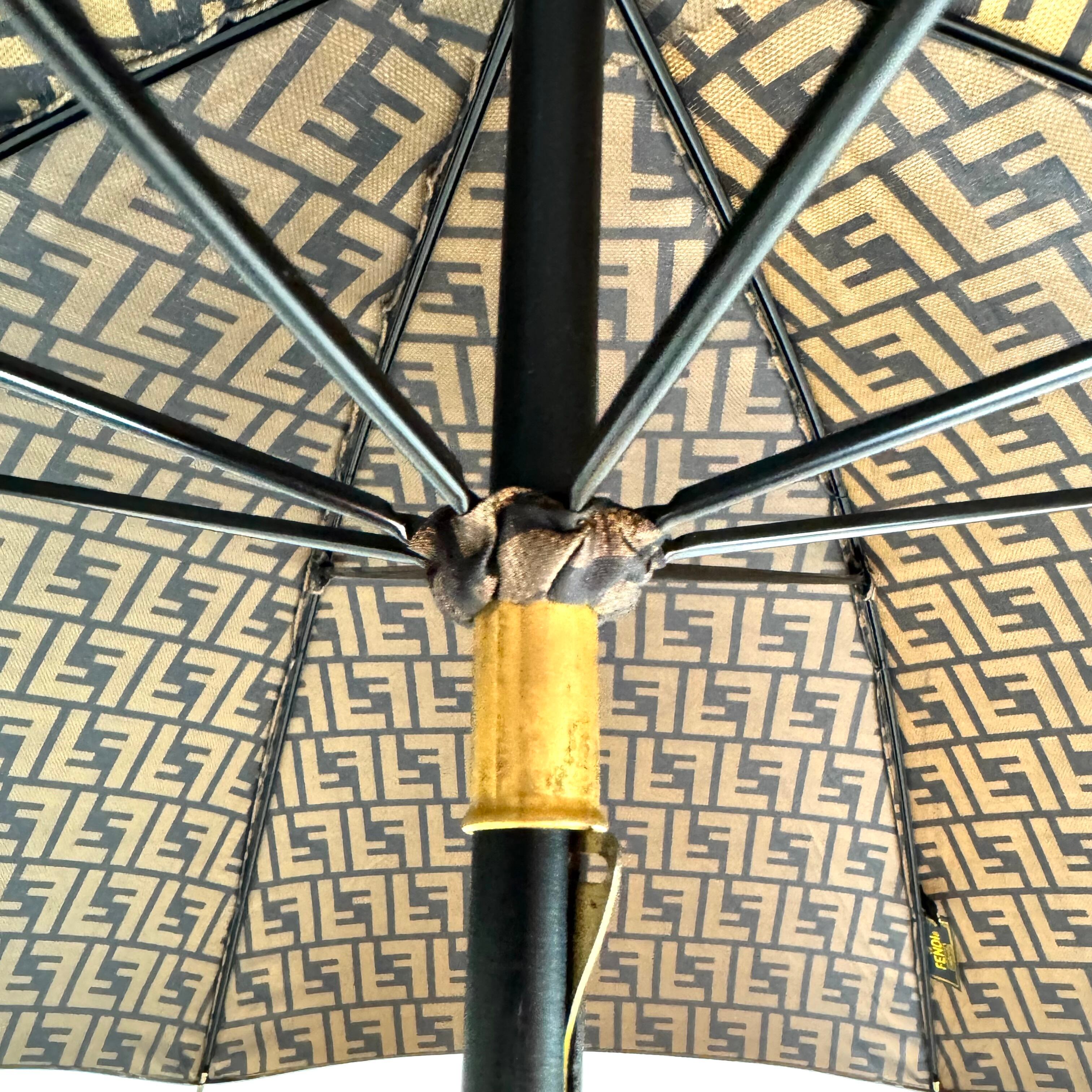【美品】フェンディ 長傘 ズッカ柄 総柄 ユニセックス ゴールド 黒