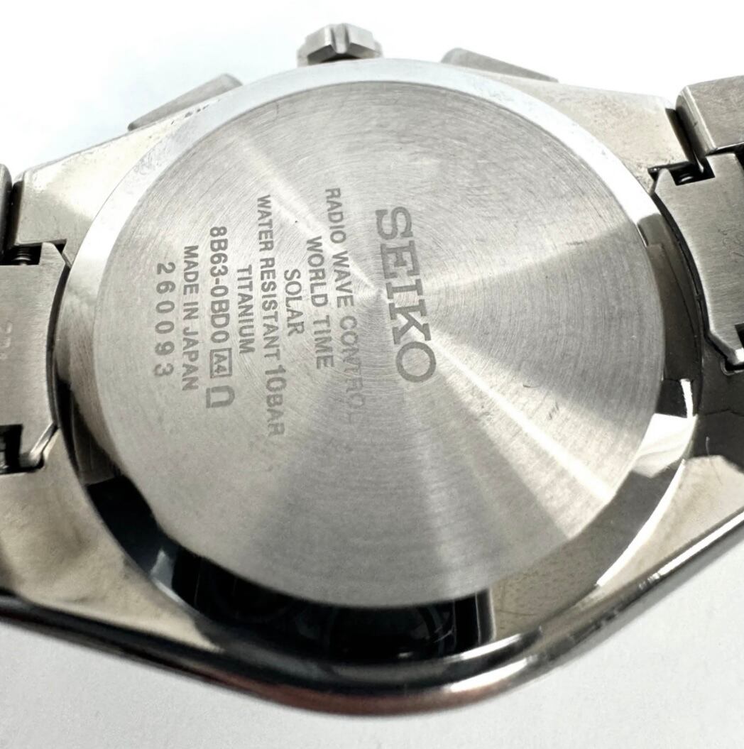 セイコー アストロン ネクスター SBXY051 8B63-0BD0 電波ソーラー デイト表示 チタニウム ネイビー