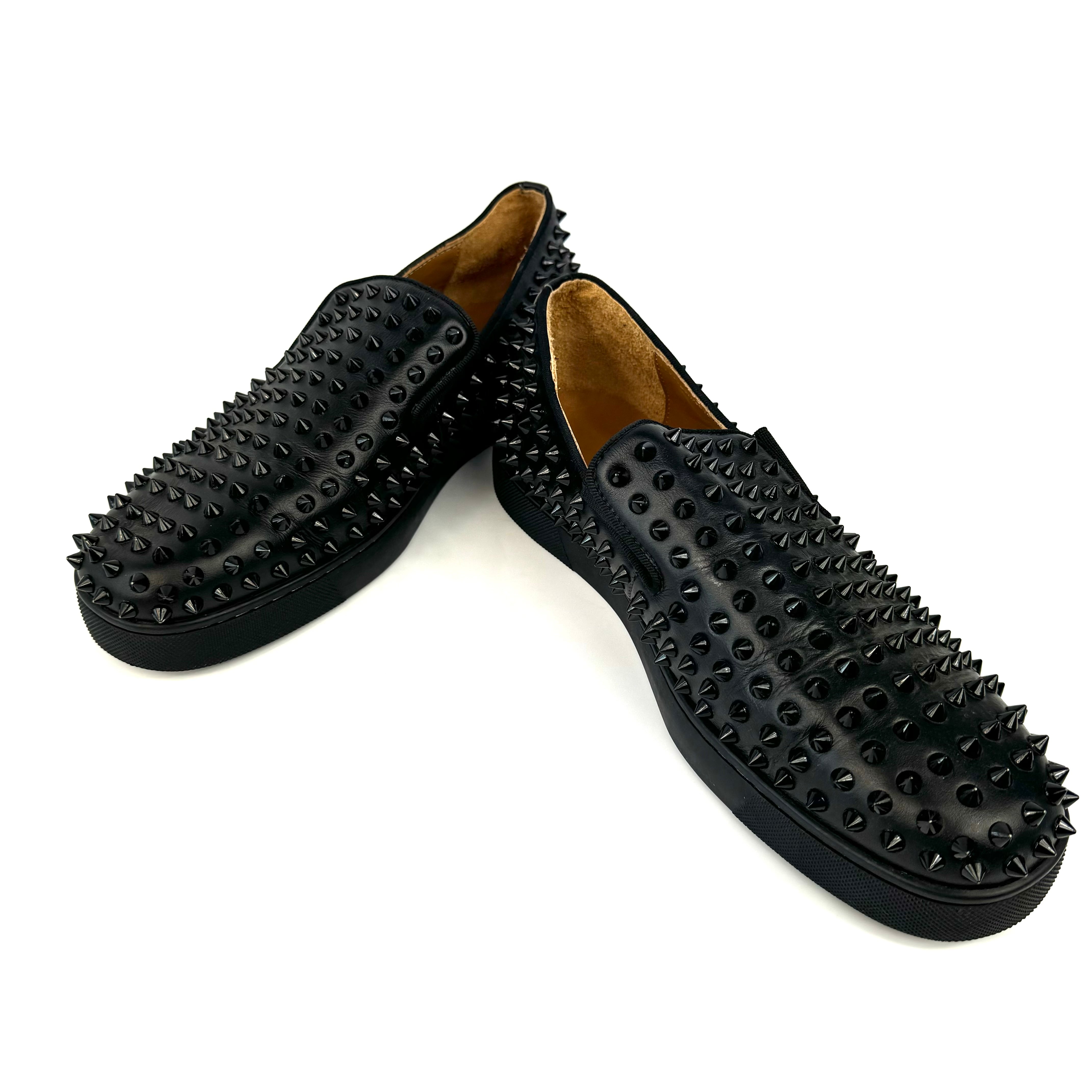 クリスチャンルブタン スニーカー ローラーボート スタッズ レザー 黒 27cm