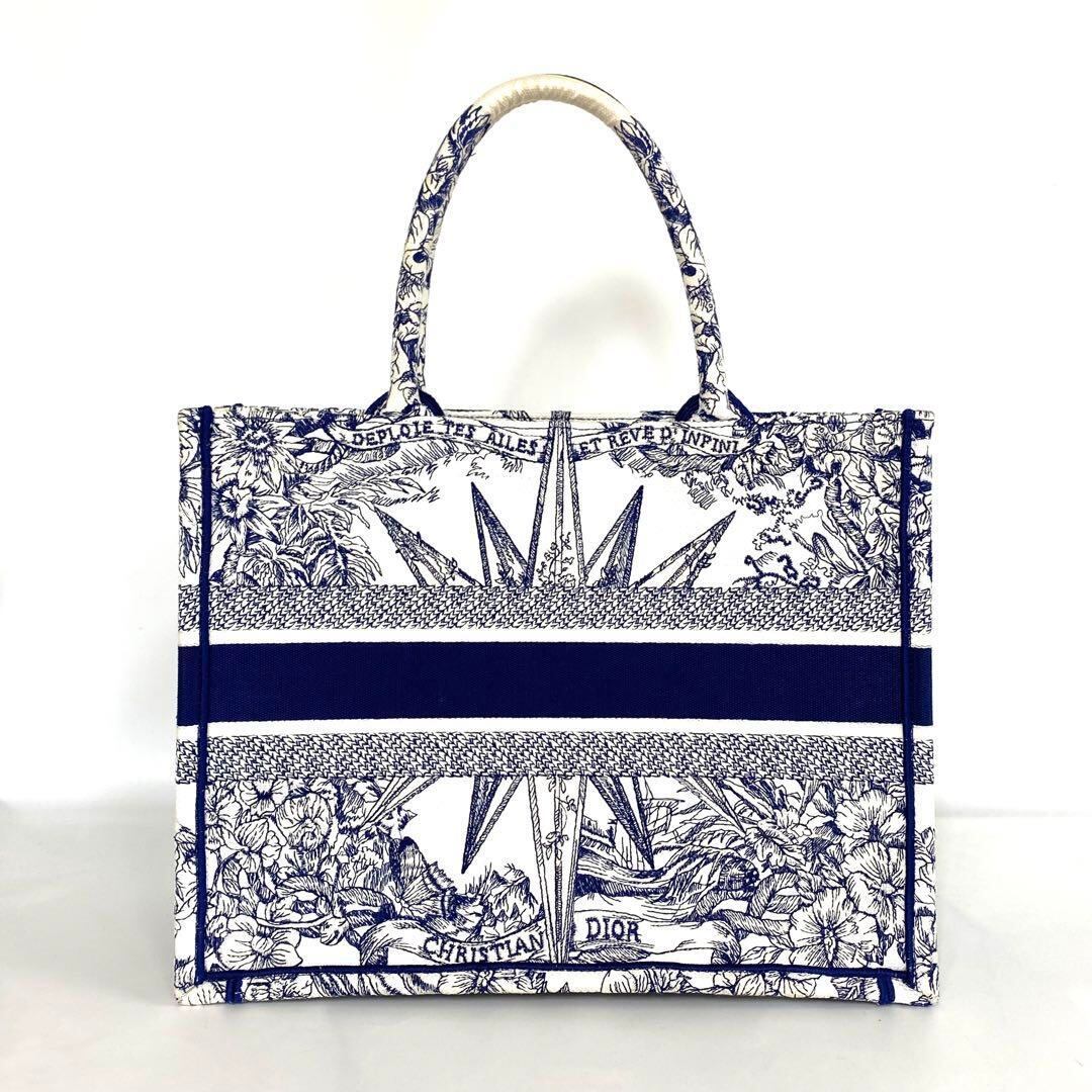 【美品】クリスチャンディオール ブックトート MM エンブロイダリー キャンバス