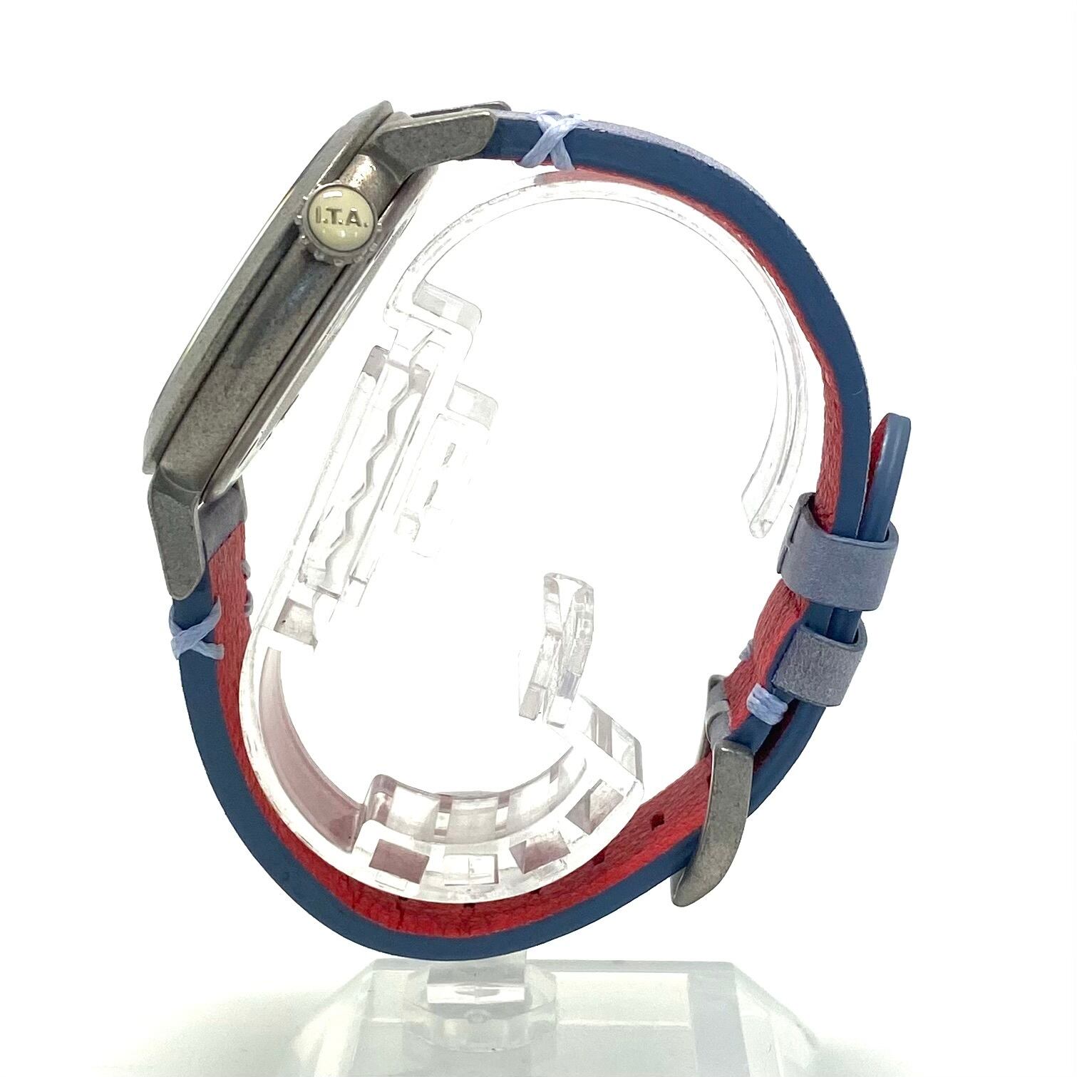 【ほぼ未使用・電池交換済み】アイティーエー リベッレ 22.00.05 クォーツ クロノグラフ ヴィンテージ シルバー 革ベルト