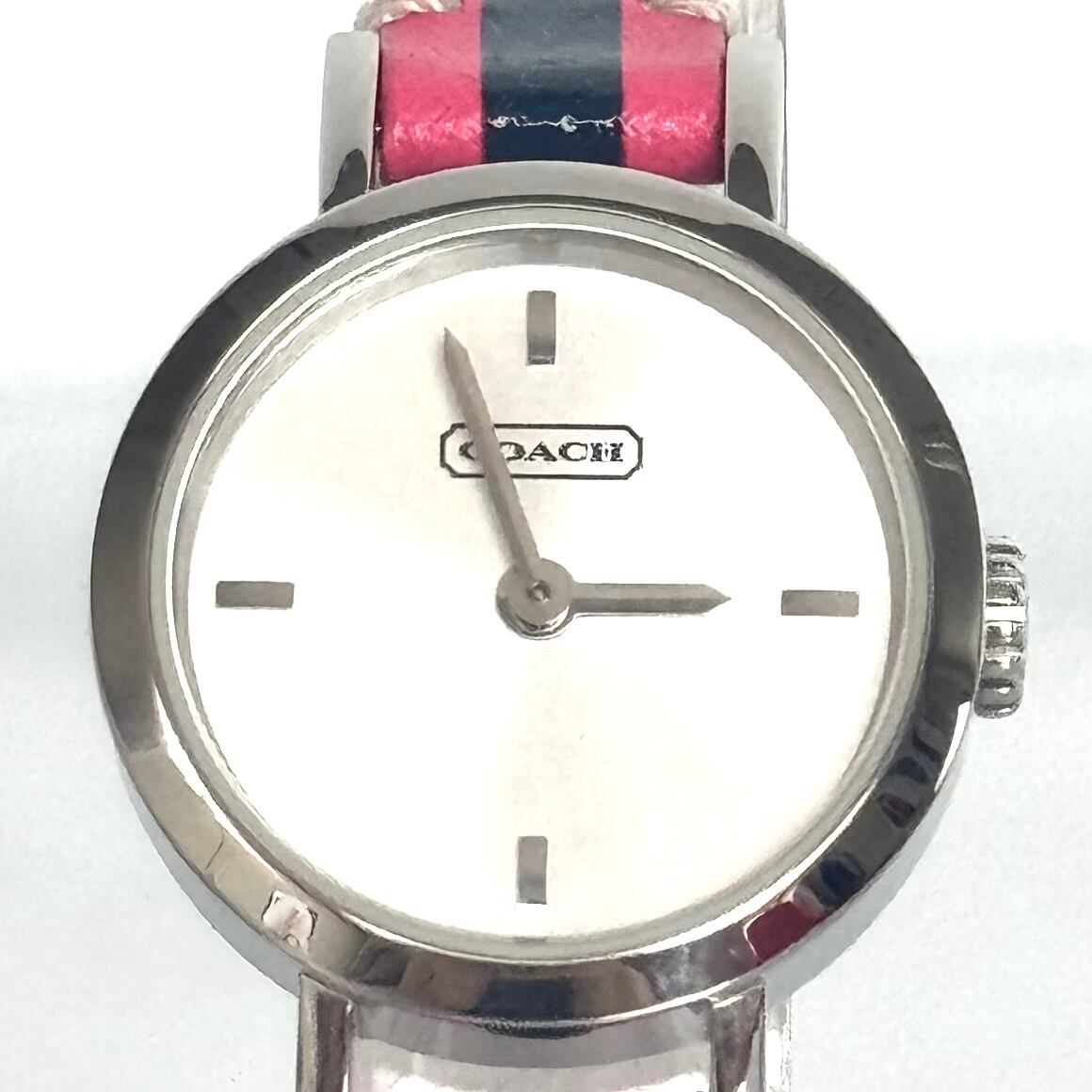 【ほぼ未使用】コーチ ニューステューディオ CA.65.7.14.0622 クォーツ 2針 シルバー 革ベルト レディース