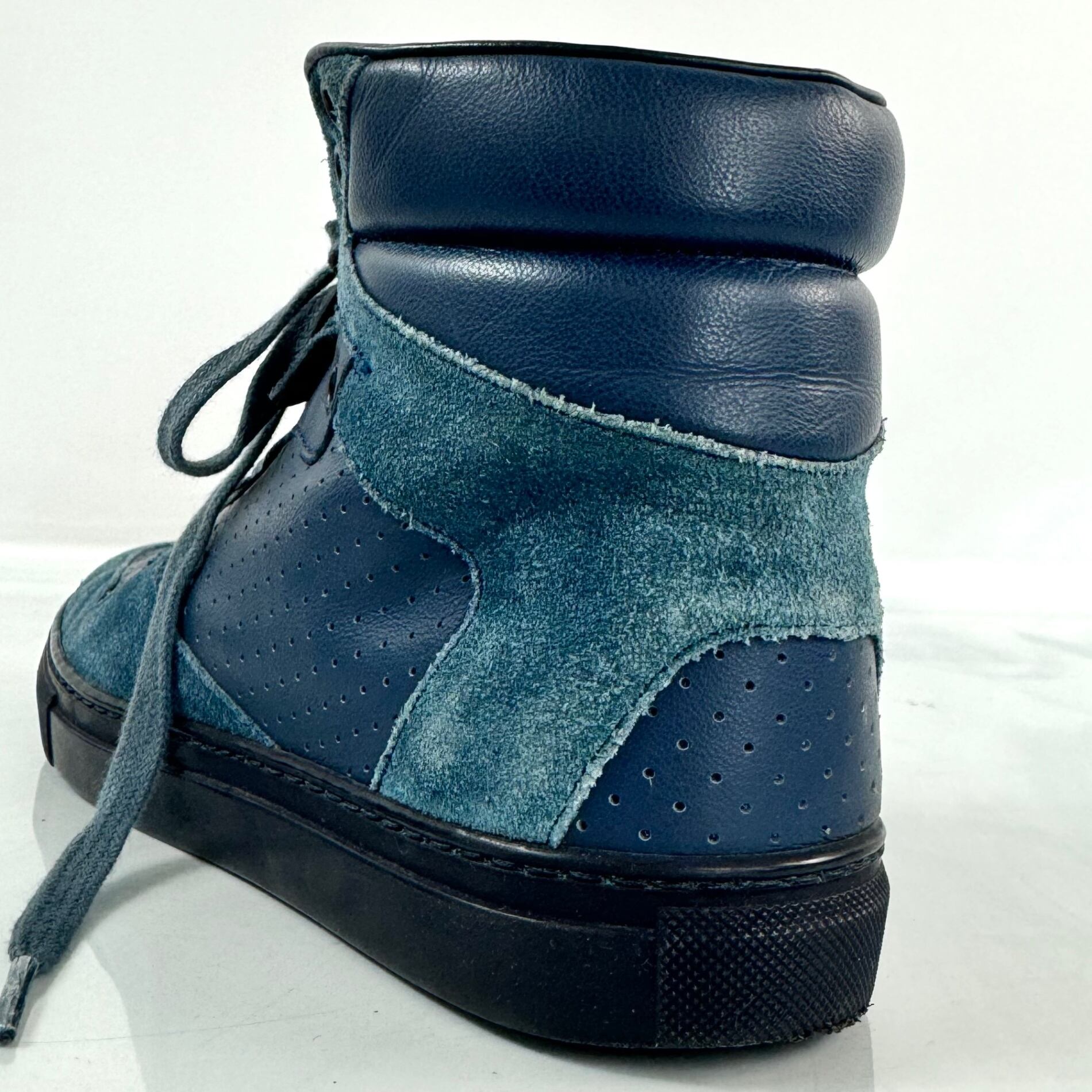 バレンシアガ ハイカットスニーカー レザー スエード 24cm ネイビー 青