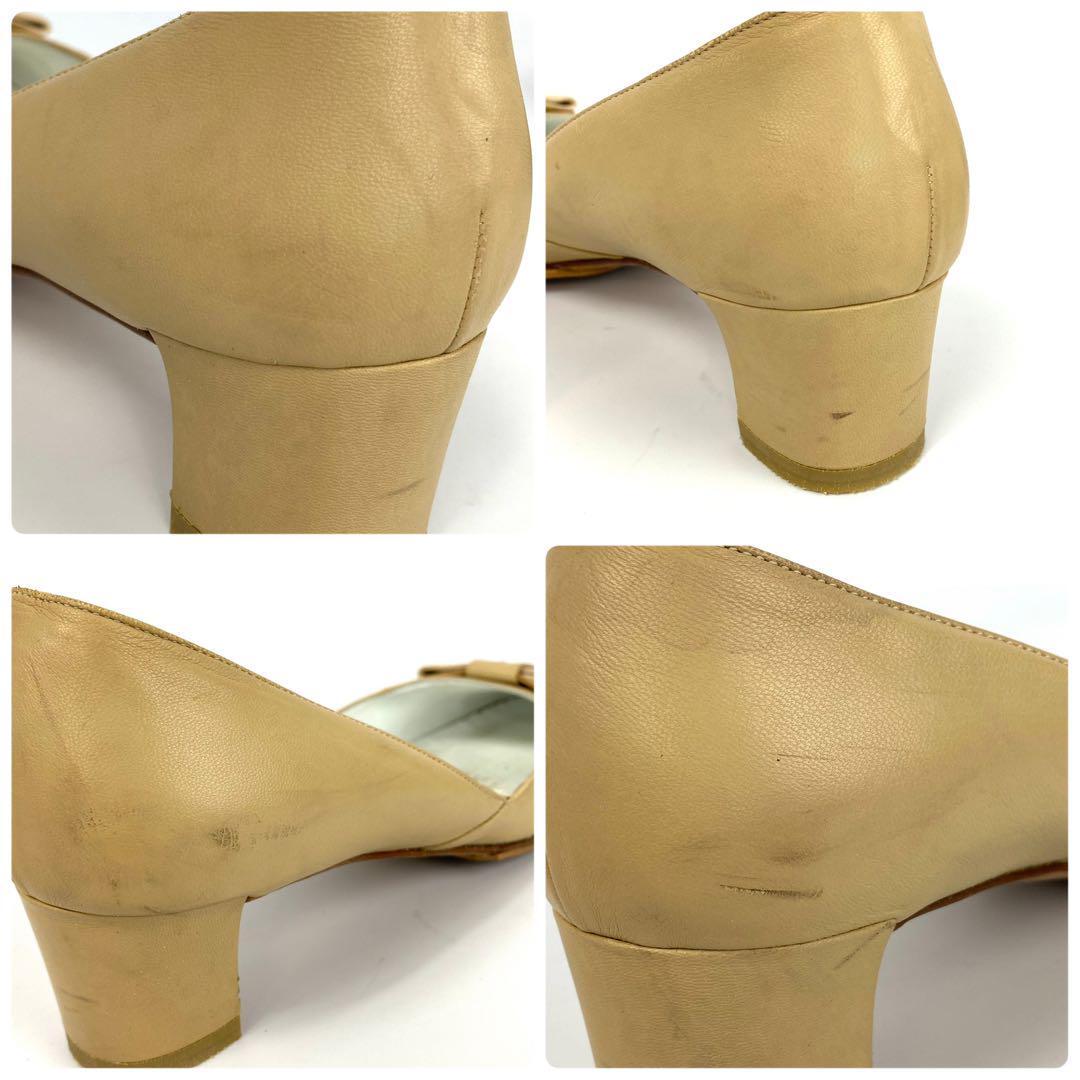 サルヴァトーレフェラガモ パンプス ヴァラ 8 D ベージュ