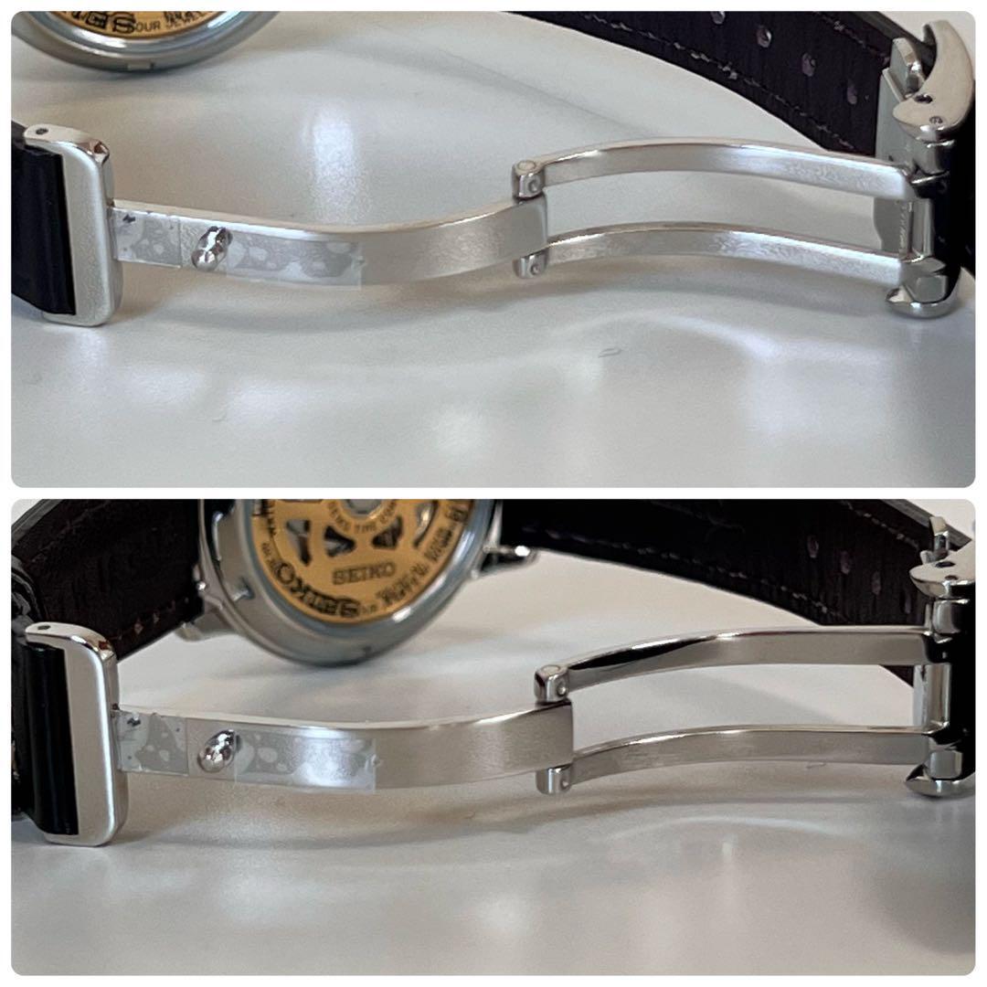 【美品】セイコー プレサージュ 自動巻 セミスケルトン ブラウン ボーイズ