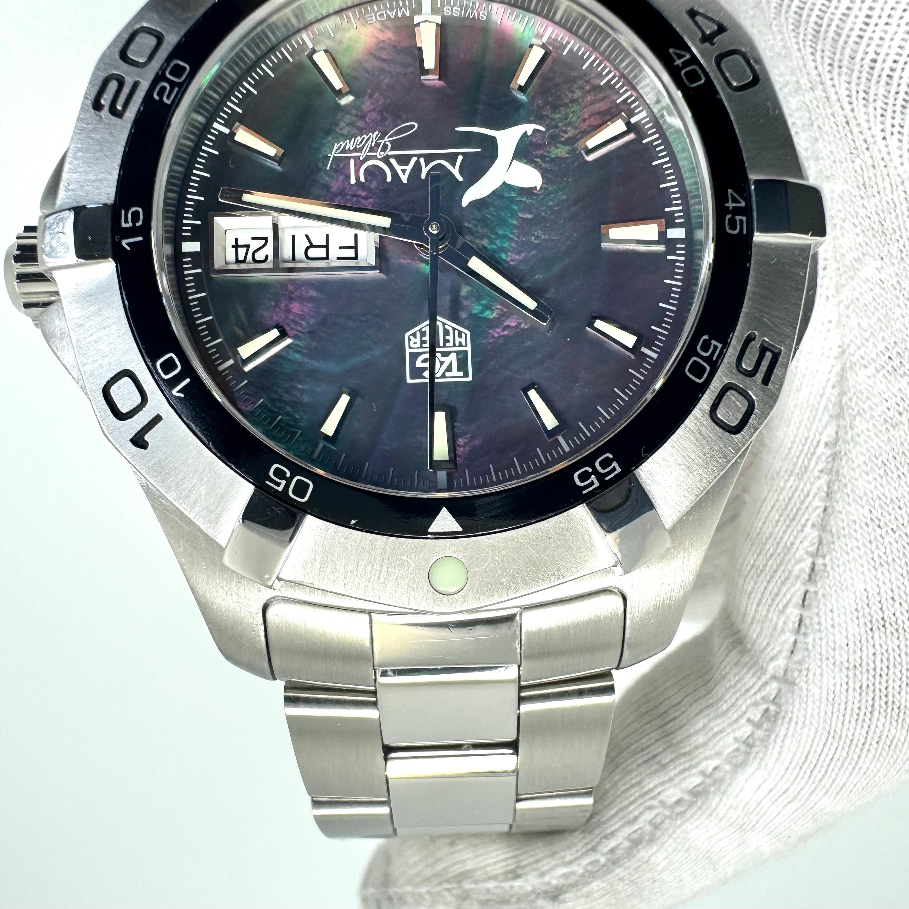 【希少・動作良好】タグホイヤー TAG HEUER アクアレーサー WAF2012.BA0818 マウイ島 限定700本 ダイバーズ 自動巻 ブラックシェル デイデイト表示 300m防水