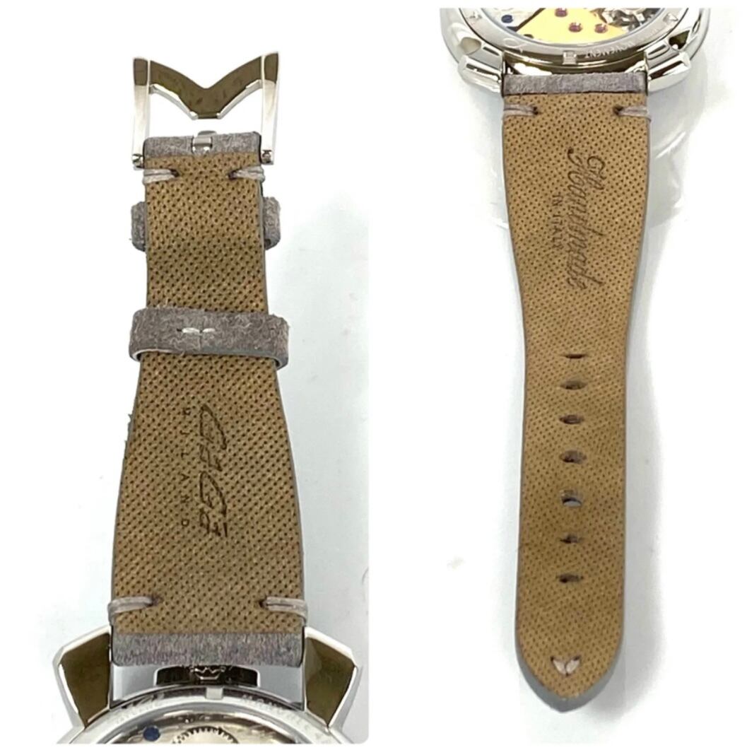 ガガミラノ マニュアーレ48 5010.SP.02 スペシャルエディション 手巻き グレー 裏スケ 革ベルト スモールセコンド