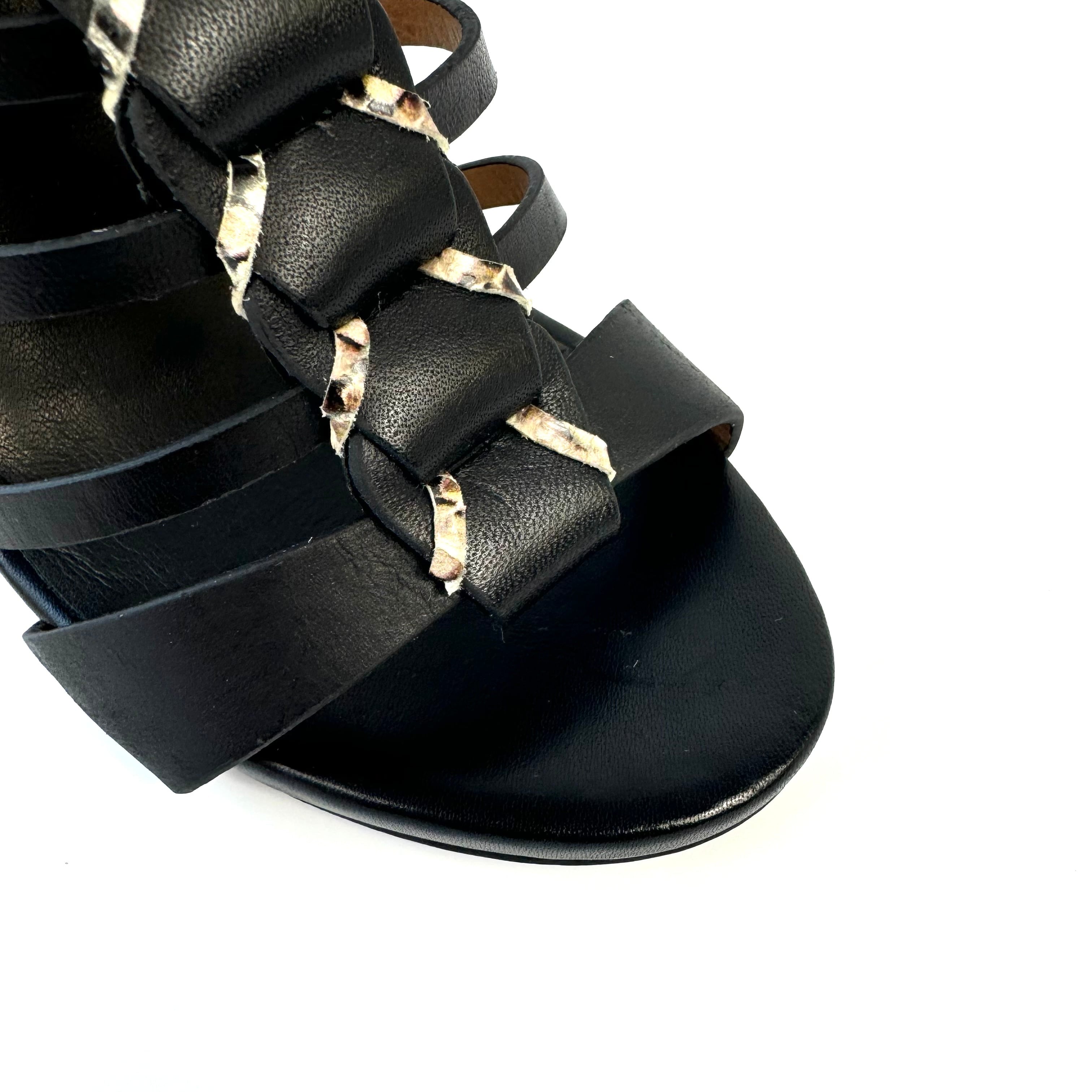 【美品】コーチ グラディエーターサンダル ピンヒール パイソン 黒 22.5cm