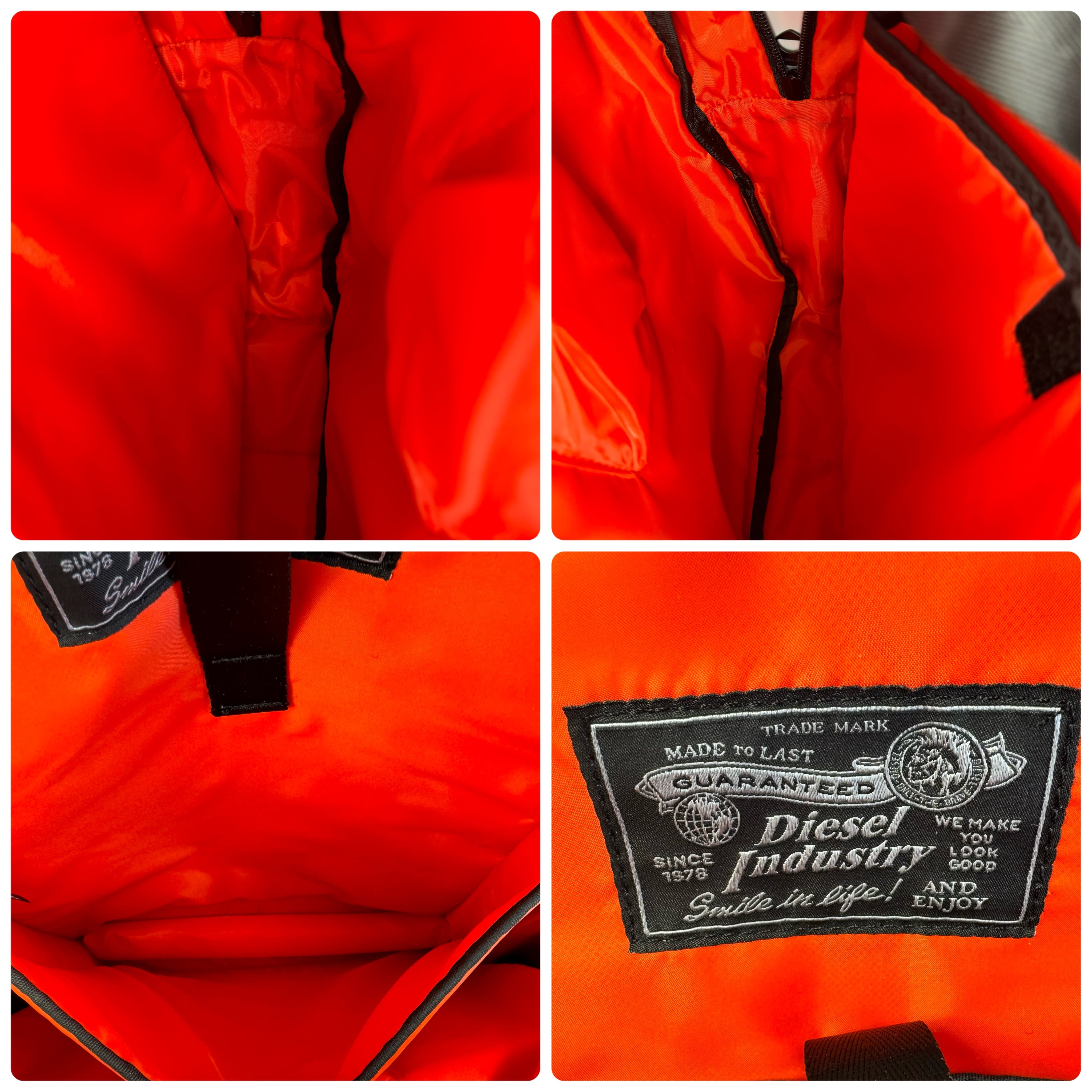 【美品】ディーゼル リュック バックパック モノグラム ロゴ カーキー ネオンオレンジ 緑