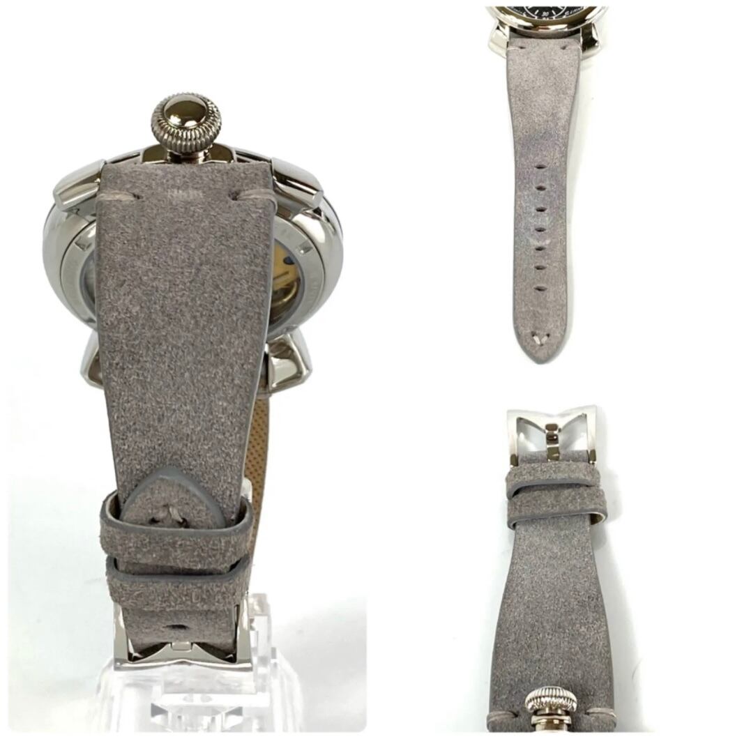 ガガミラノ マニュアーレ48 5010.SP.02 スペシャルエディション 手巻き グレー 裏スケ 革ベルト スモールセコンド