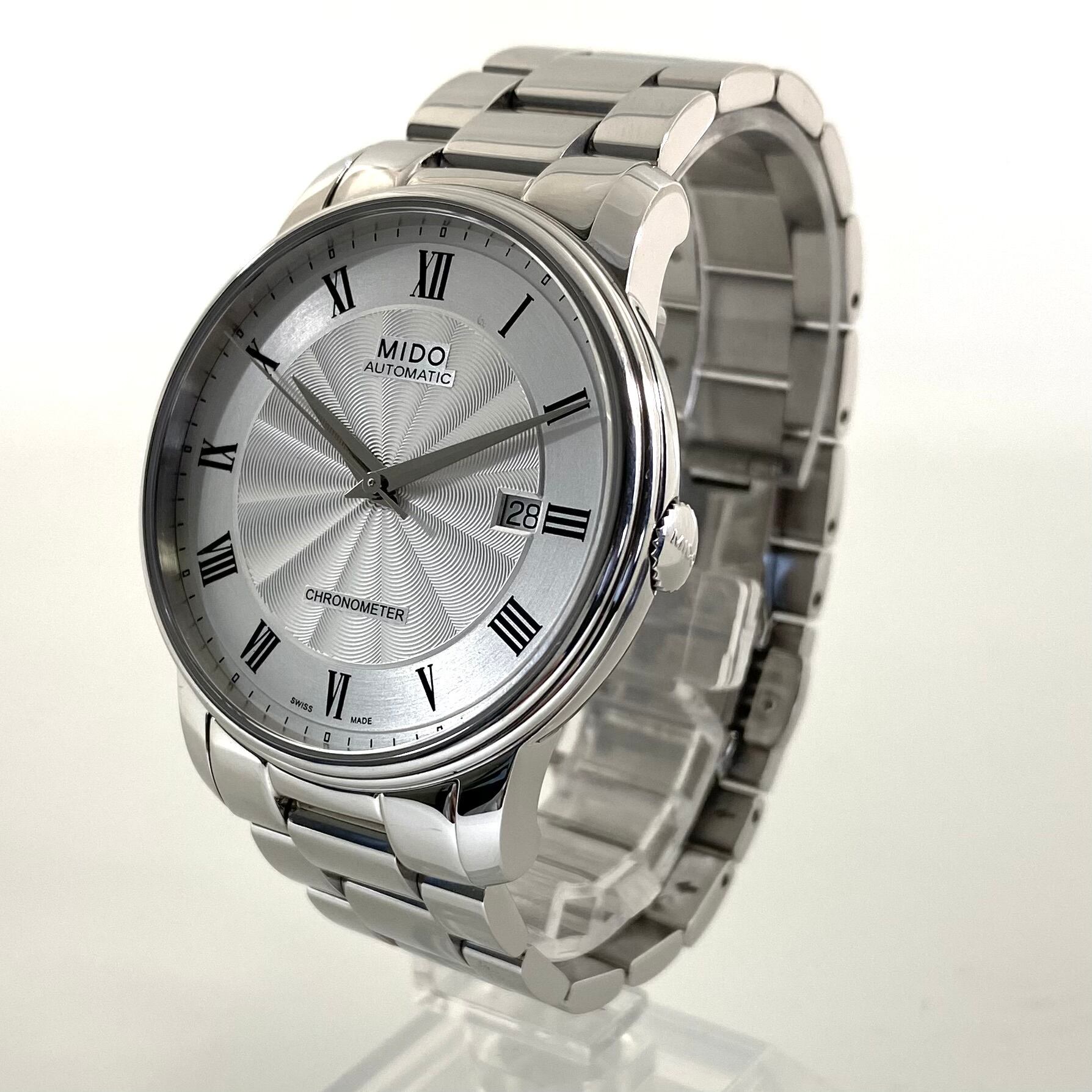 【美品】ミドー MIDO バロンチェッリ M010408A 自動巻 デイト表示 裏スケ シルバー