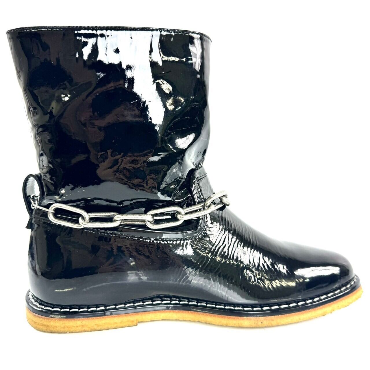 ロエベ LOEWE パテント ブーツ 黒 メンズ 41 日本サイズ26cm