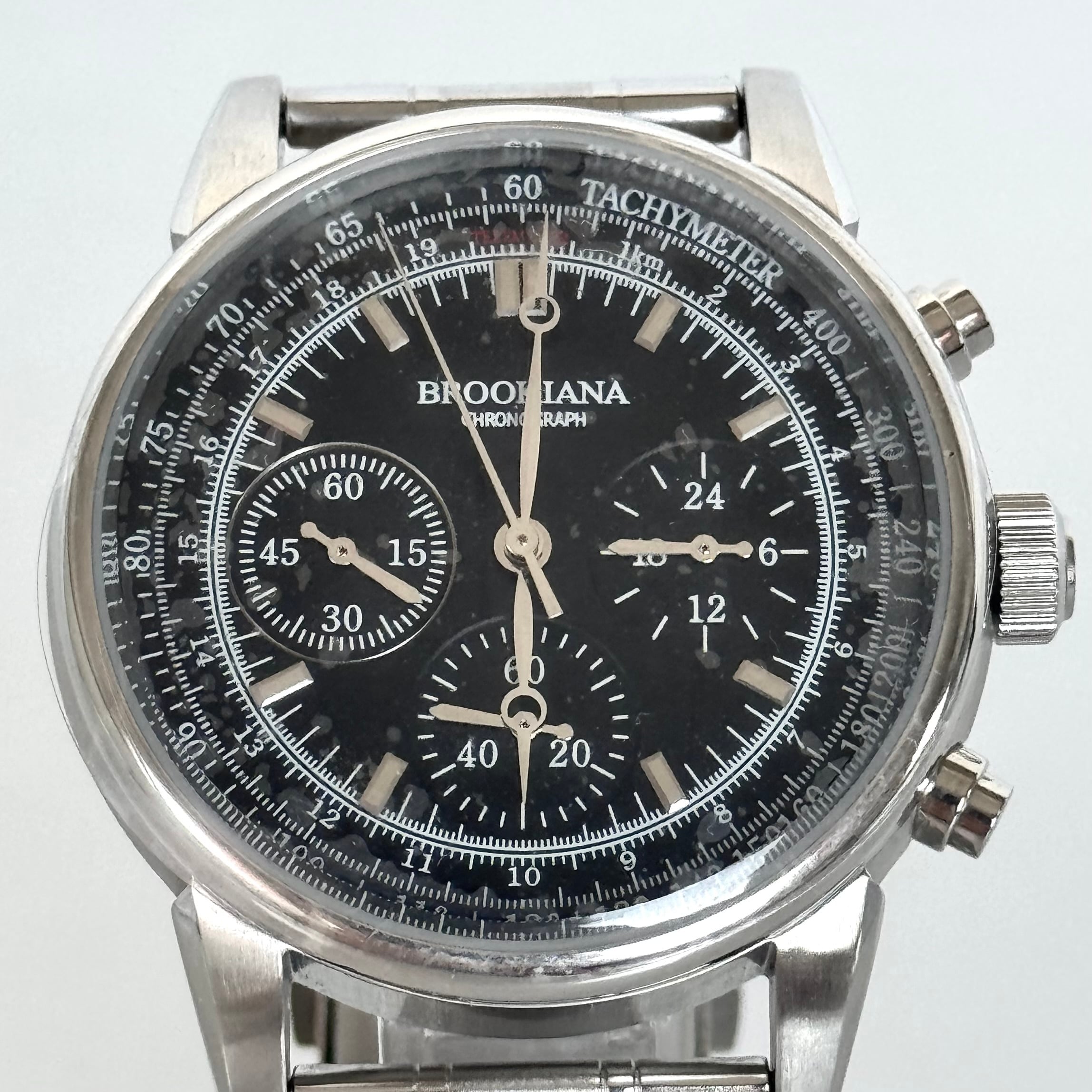 【美品・電池交換】ブルッキアーナ BROOKIANA BA-2311 クォーツ クロノグラフ 黒