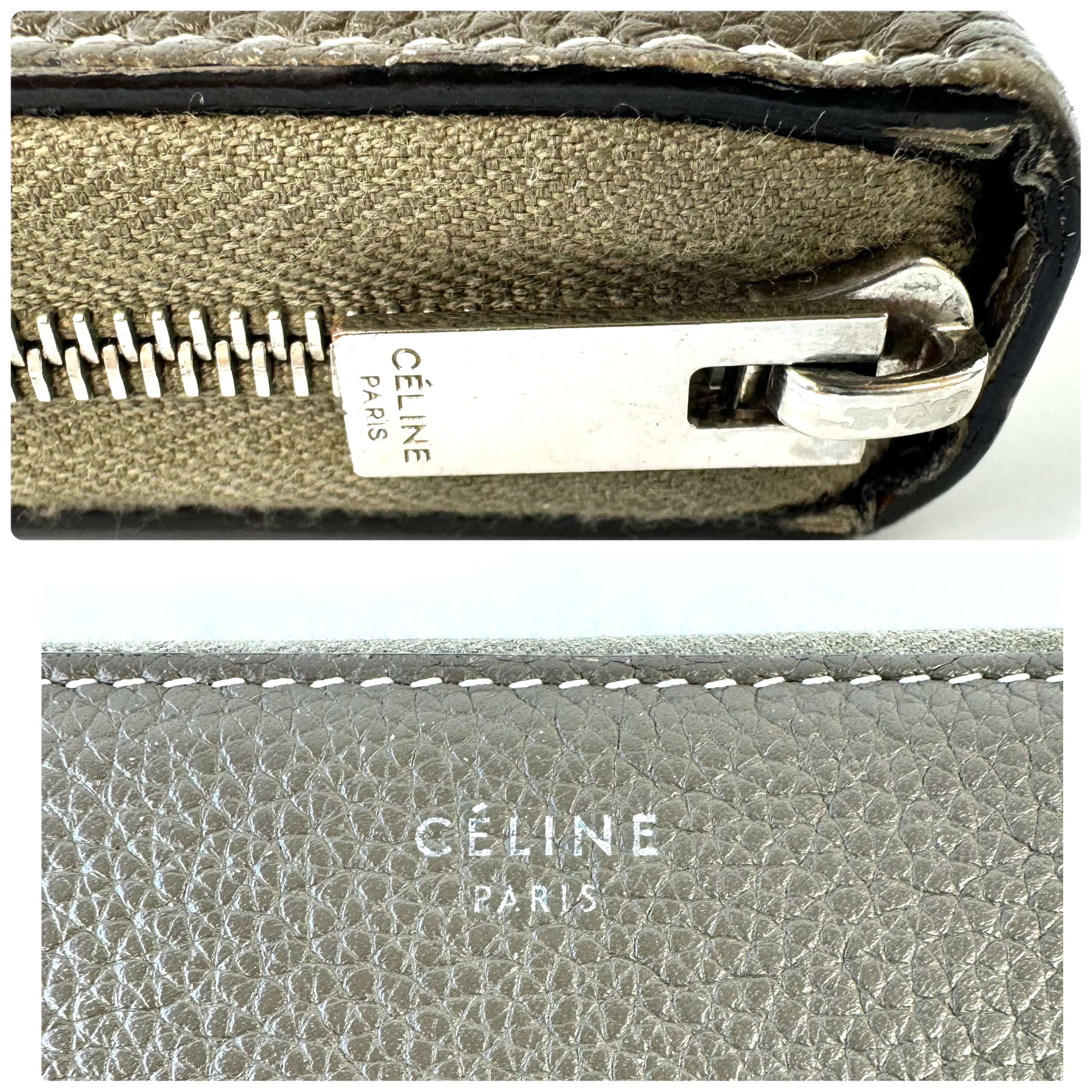 セリーヌ 長財布 ラウンドファスナー レザー グレージュ