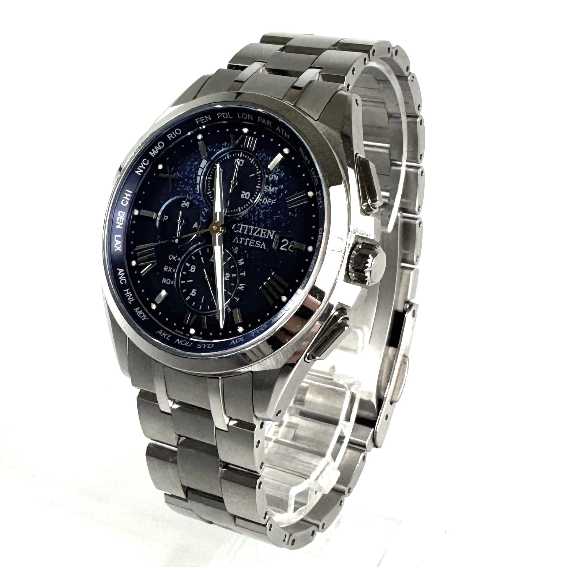 【希少】シチズン アテッサ ディアコレクション AT8240-74L H800-A1CDW01 電波ソーラー デイト表示 青 チタニウム デイト表示 世界限定2200本