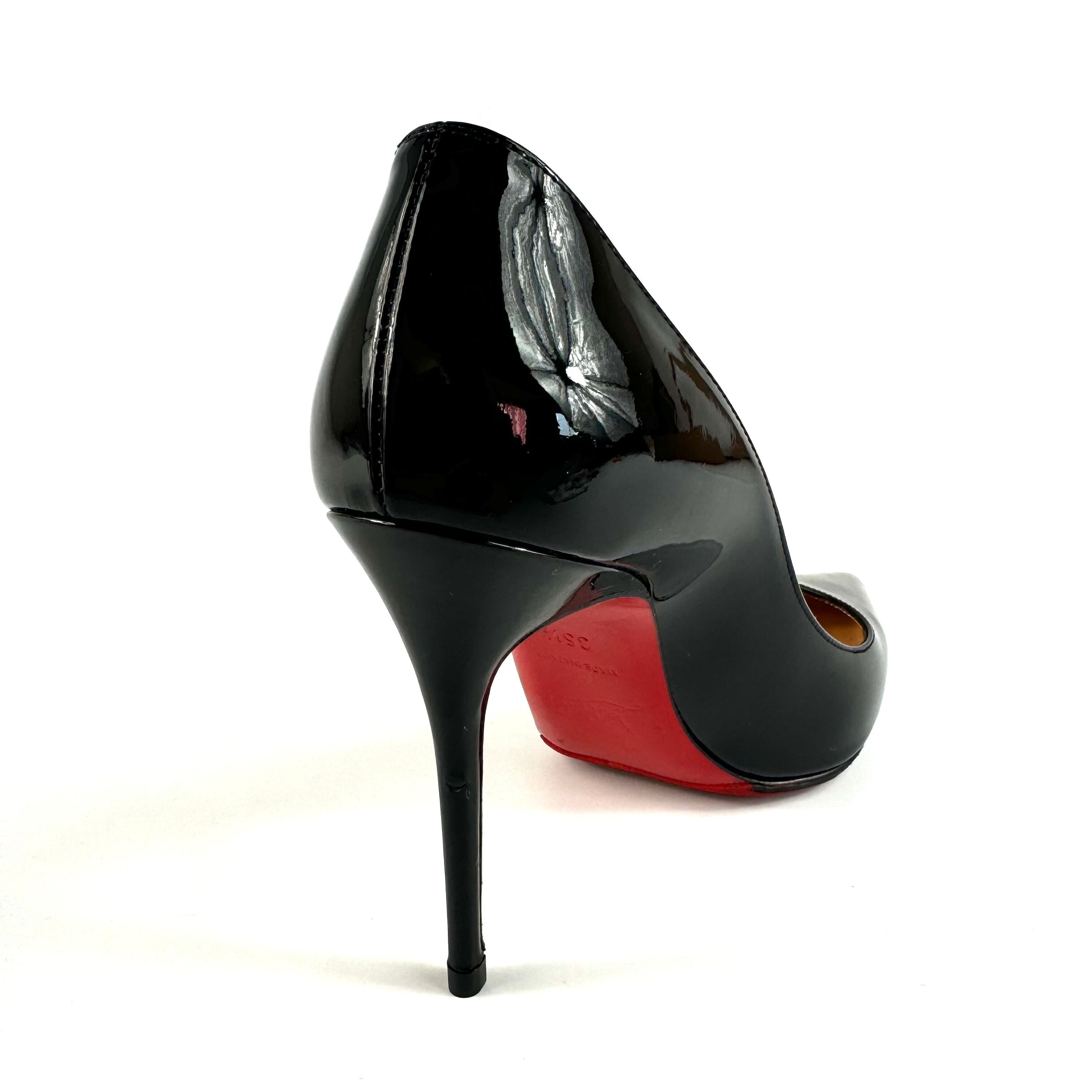 【美品】クリスチャンルブタン パンプス パテント ポインテッドトゥ 黒