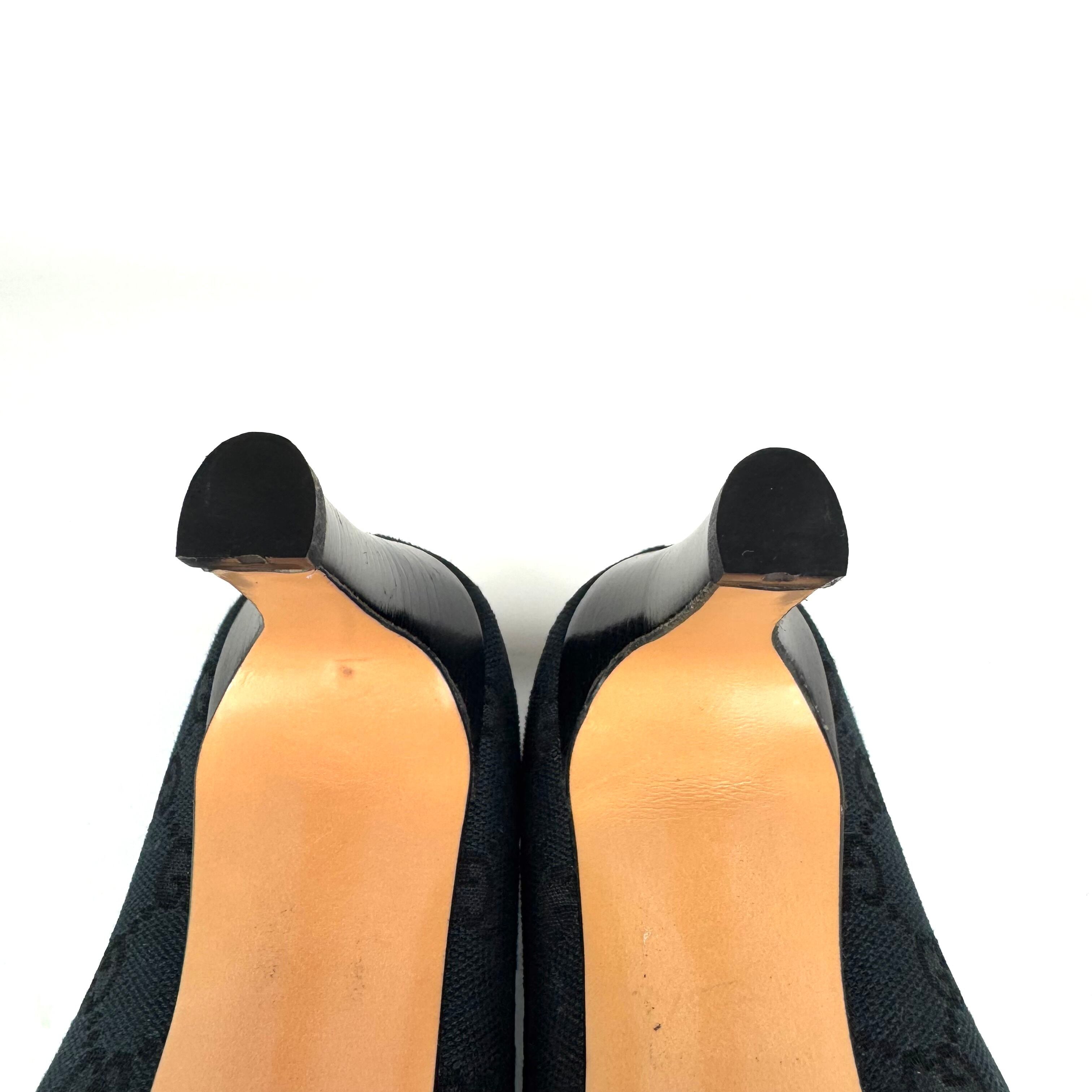 グッチ GUCCI パンプス シェリーライン リボン 黒 36C 日本サイズ約23cm